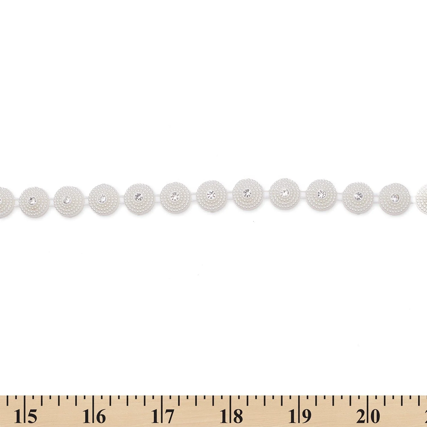 1/2 Inch Diamond Rhinestone Pearly Medallion Chain Trim (10 Yards) - Image 3