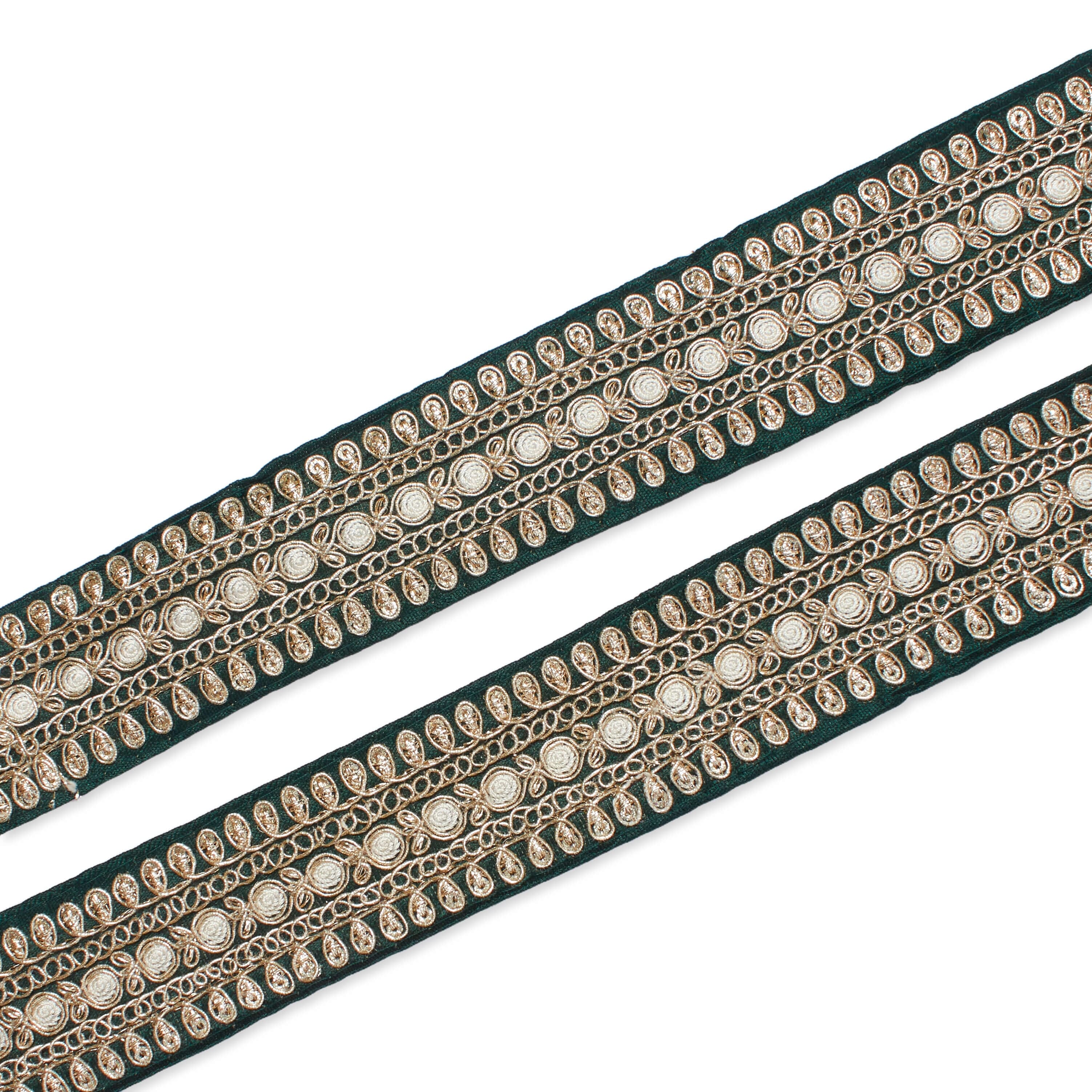 1.5 Inch Floral Petal Corded Two Tone Woven Trim - Image 44