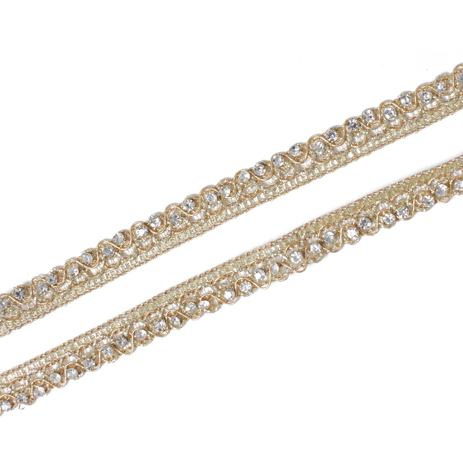 3/8 Inch Diamond Rhinestone Metallic Corded Lace Trim (9.8 Yards / 9 Meters) - Image 9