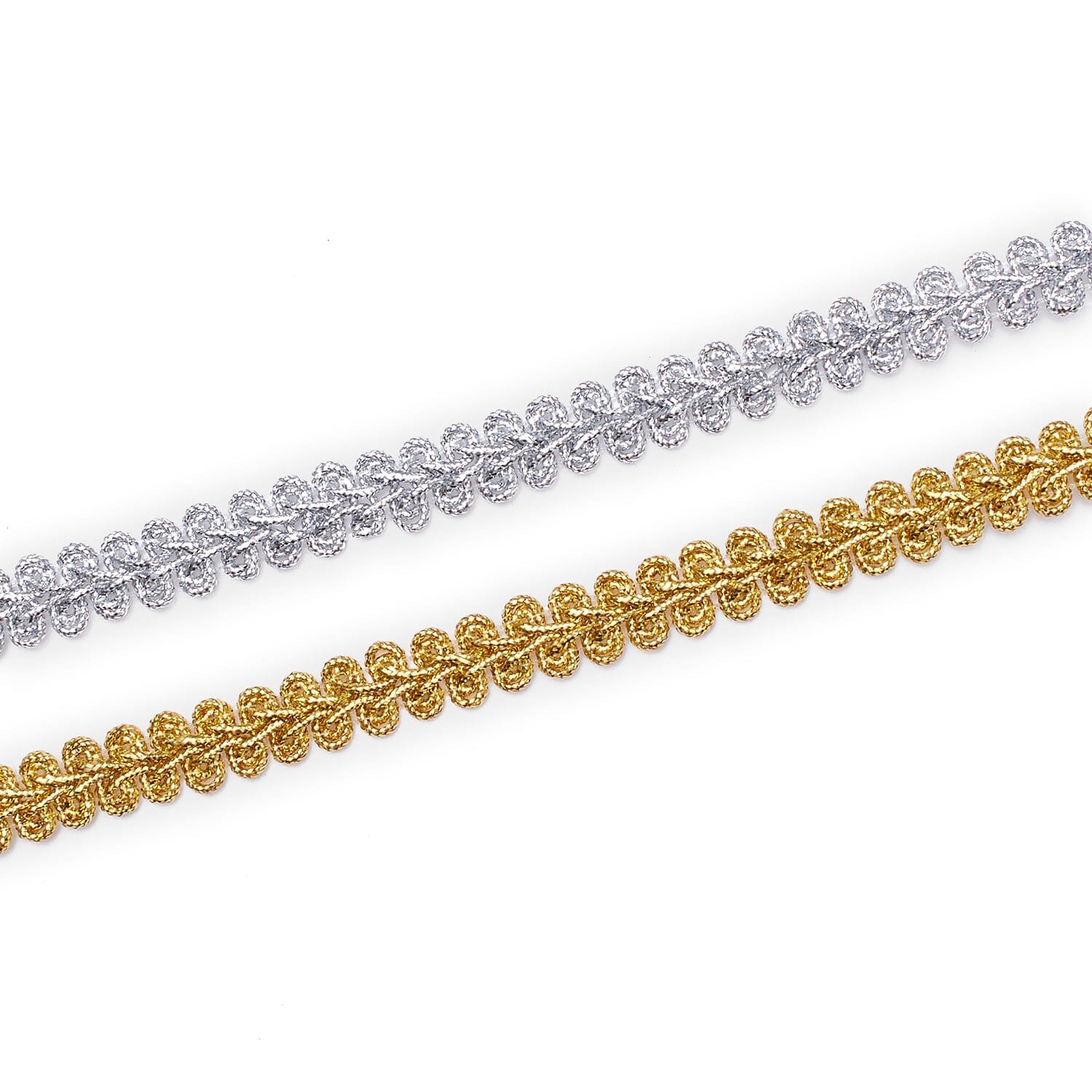 3/8 Inch Knit Swirl Corded Metallic Braided Trim (25 Yards)