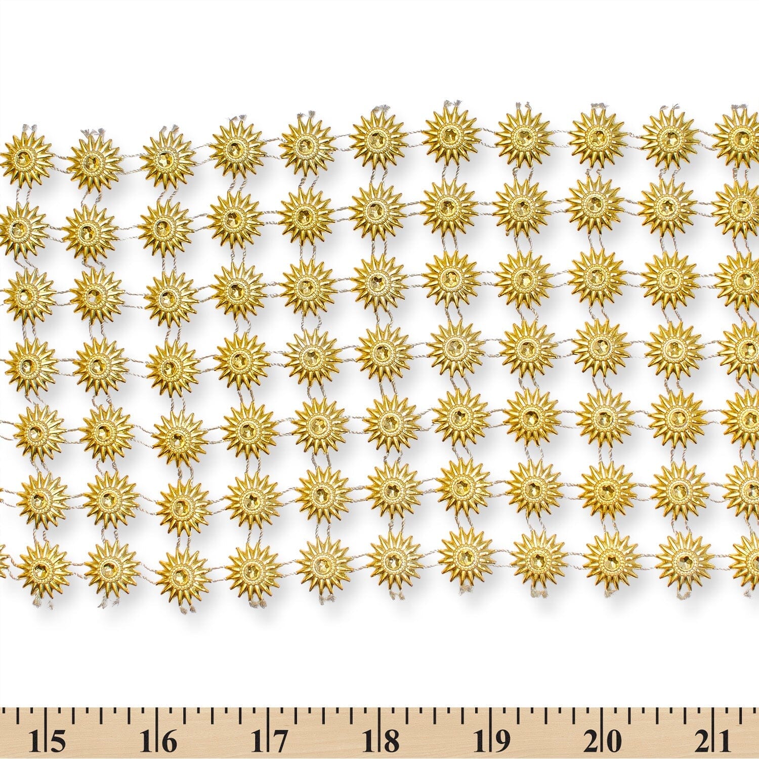 4.5 Inch Sunflower Filigree Metallic Rhinestone Lace Trim (10 Yards) - Image 7