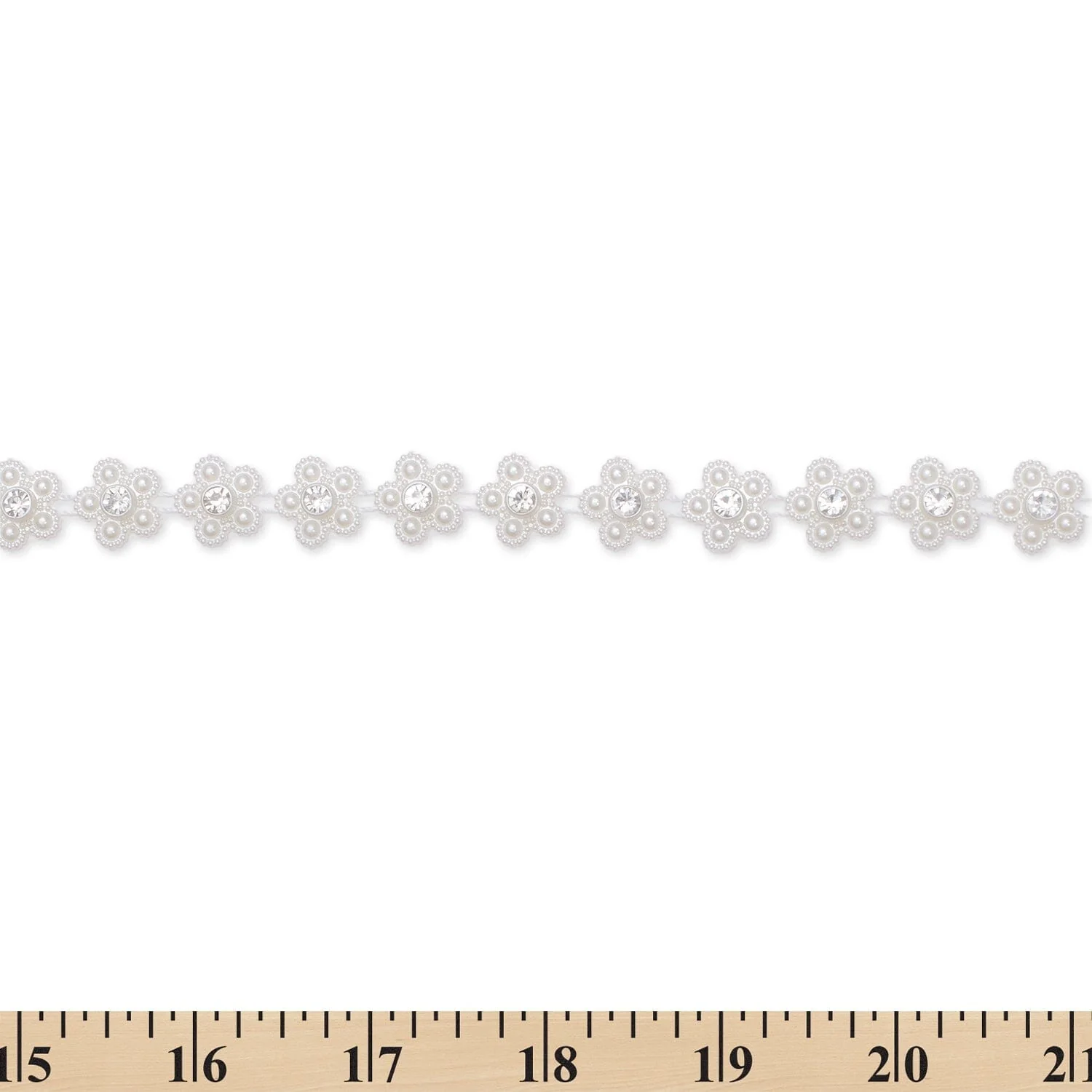 9/16 Inch Daisy Flower Rhinestone Pearl Petal Chain Trim (10 Yards) - Image 3