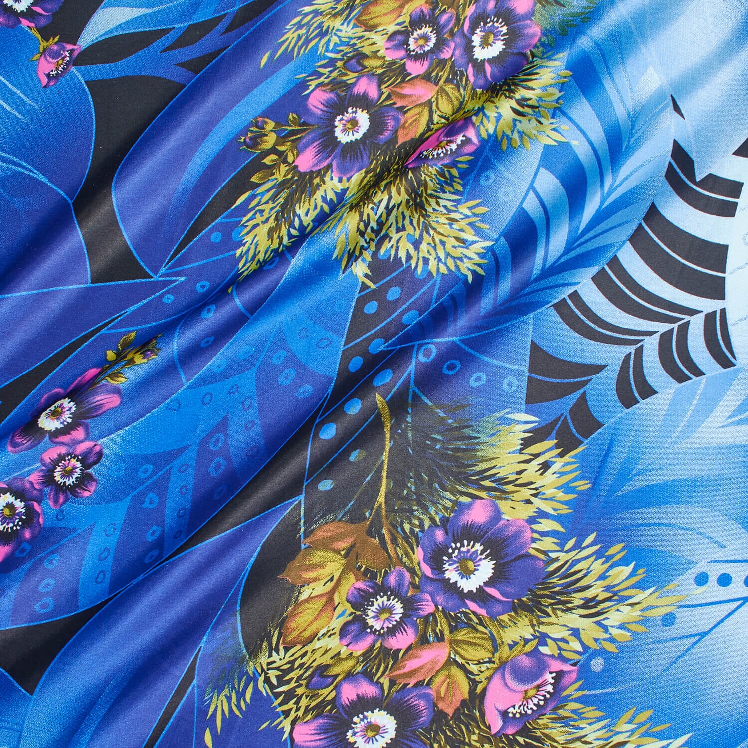 Abstract Floral Bouquet Printed Charmeuse Satin - Image 5