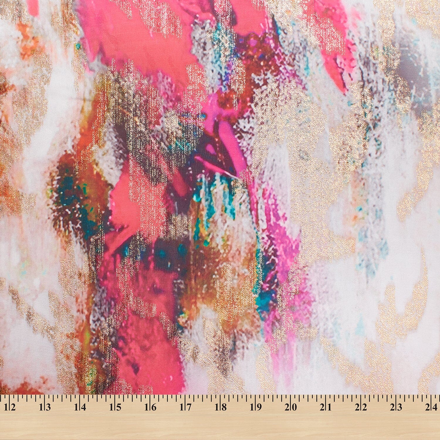 Abstract Printed Metallic Embroidered Satin - Image 5