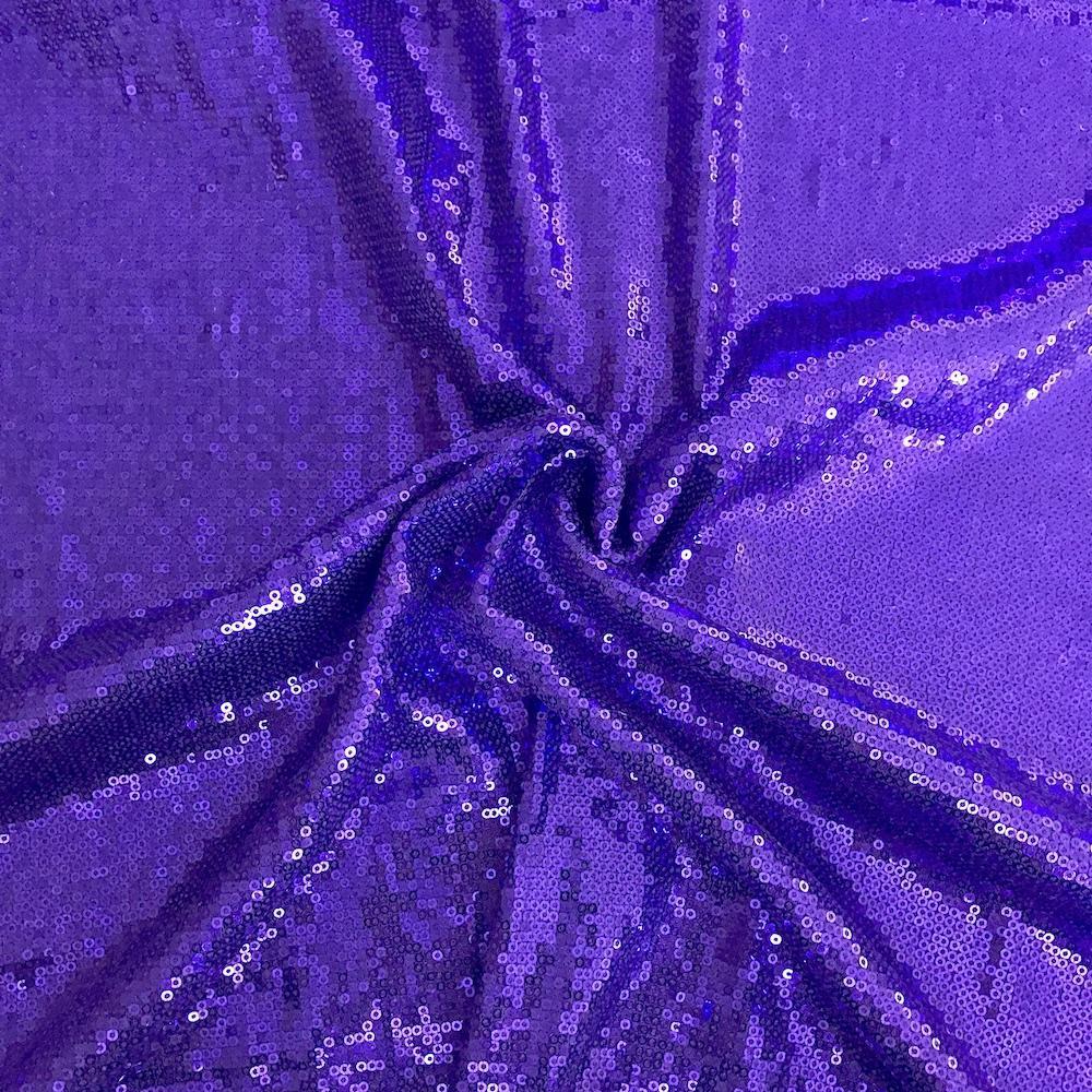 All-Over Micro Sequins Starlight On Stretch Mesh Rod Pocket Curtains - Purple - Image 4