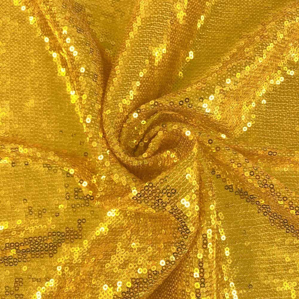 All-Over Micro Sequins Starlight On Stretch Mesh Rod Pocket Curtains - Yellow Gold - Image 4