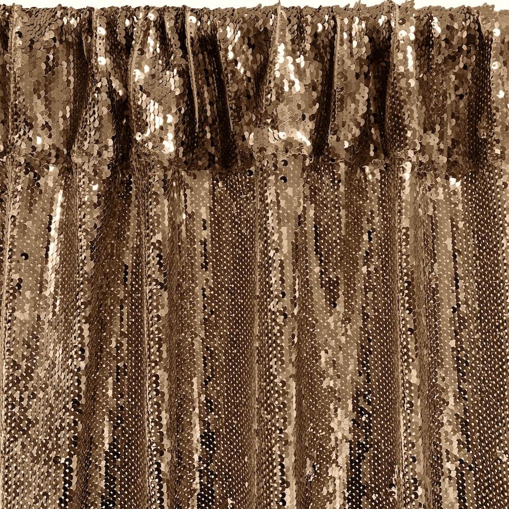All-Over Sequins Mermaid Scale on Stretch Mesh Rod Pocket Curtains (All Colors Available) - Champagne - Image 3