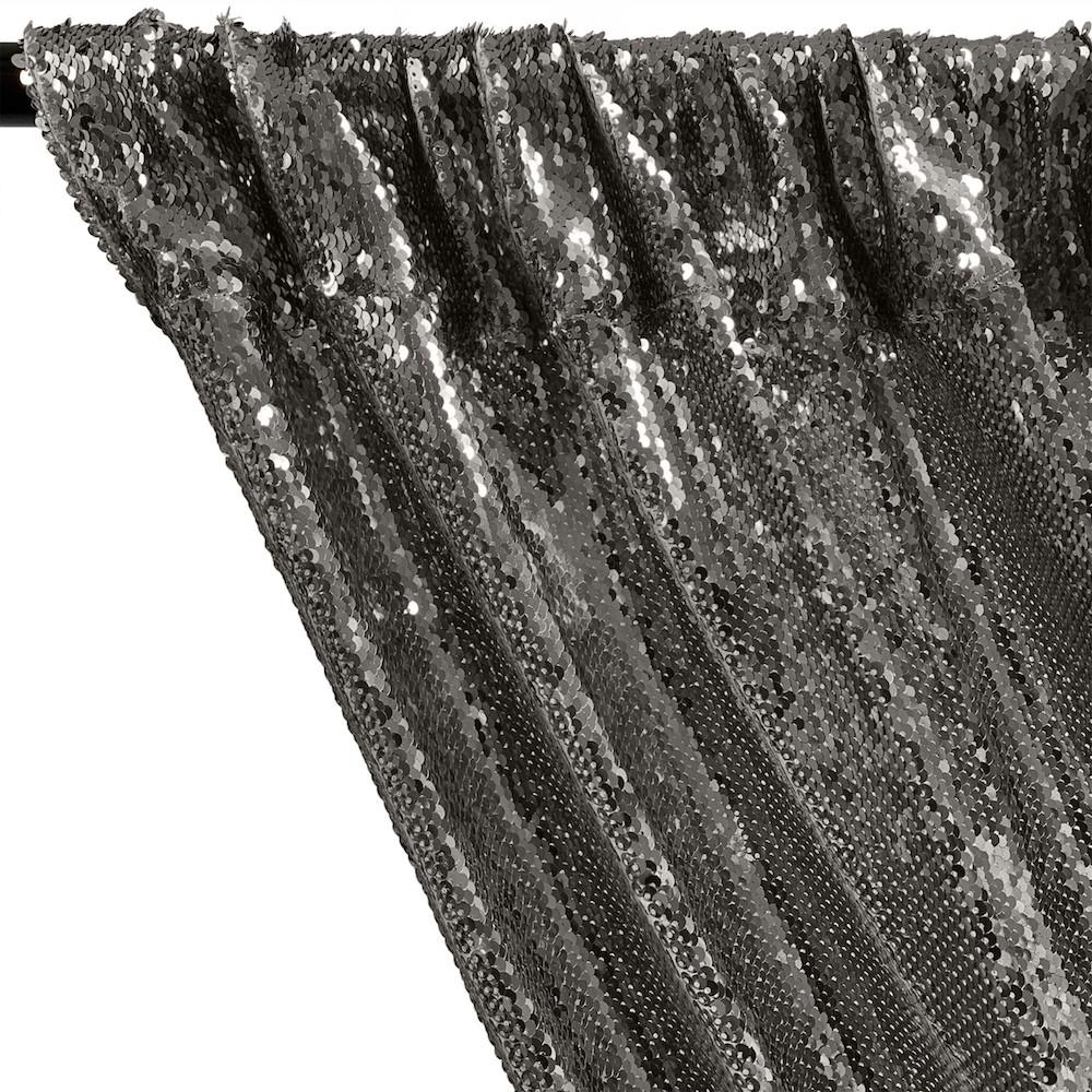 All-Over Sequins Mermaid Scale on Stretch Mesh Rod Pocket Curtains - Chrome - Image 2