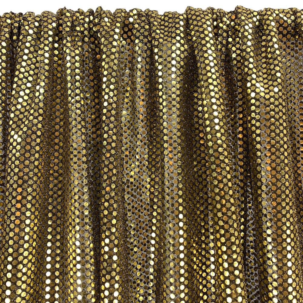 American Trans Knit Sequins Rod Pocket Curtains - Gold on Black - Image 3