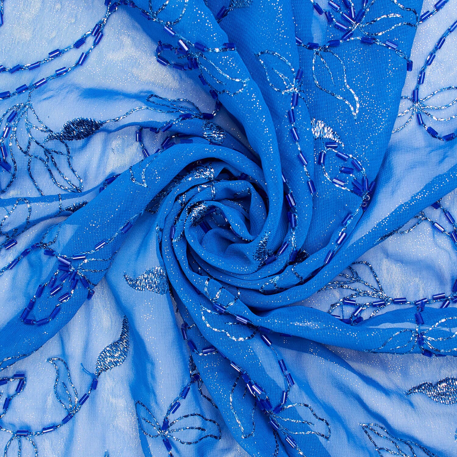 Beaded Glitter Vine Embroidery On Chiffon - Image 3
