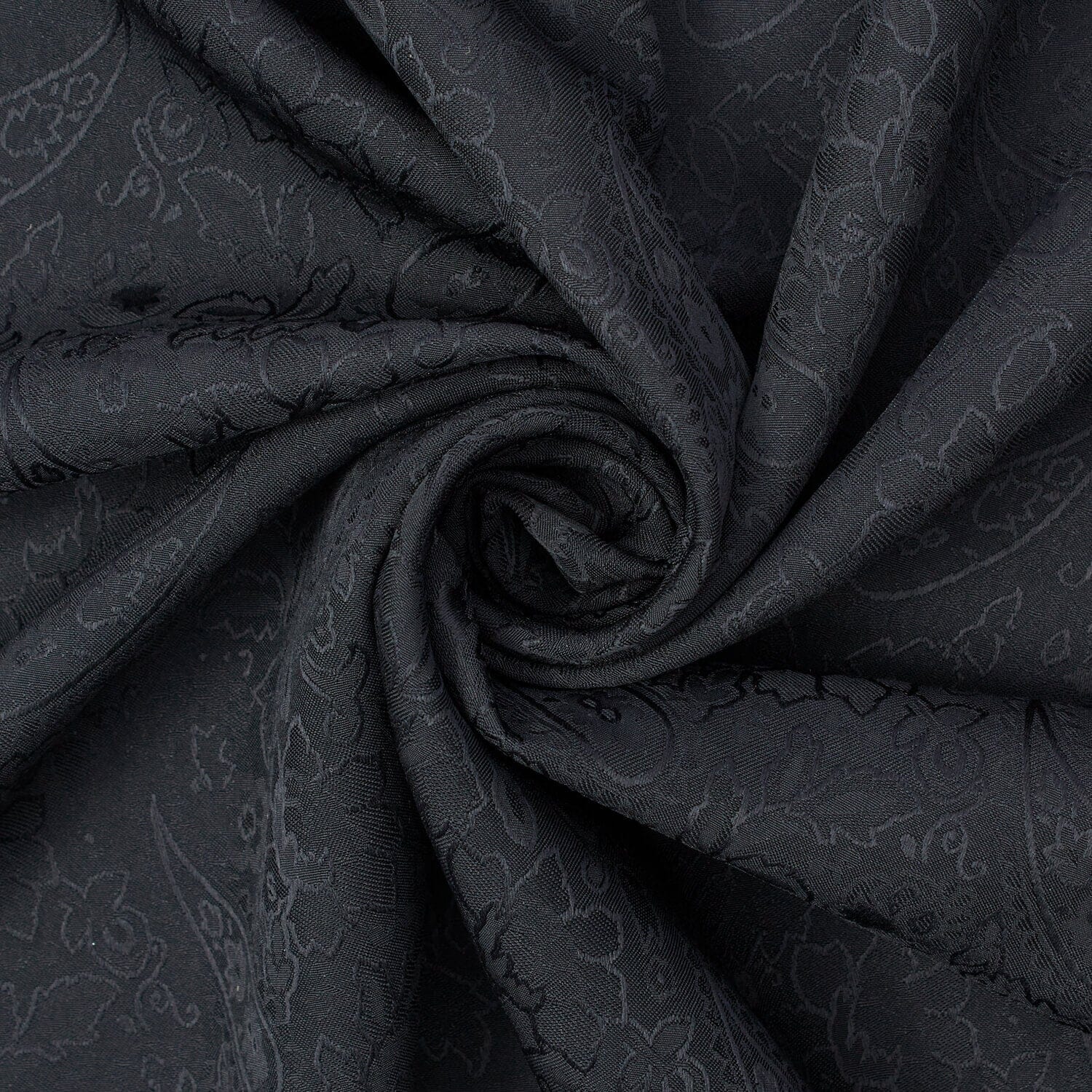 Black Paisley Floral Brocade Jacquard - Image 2