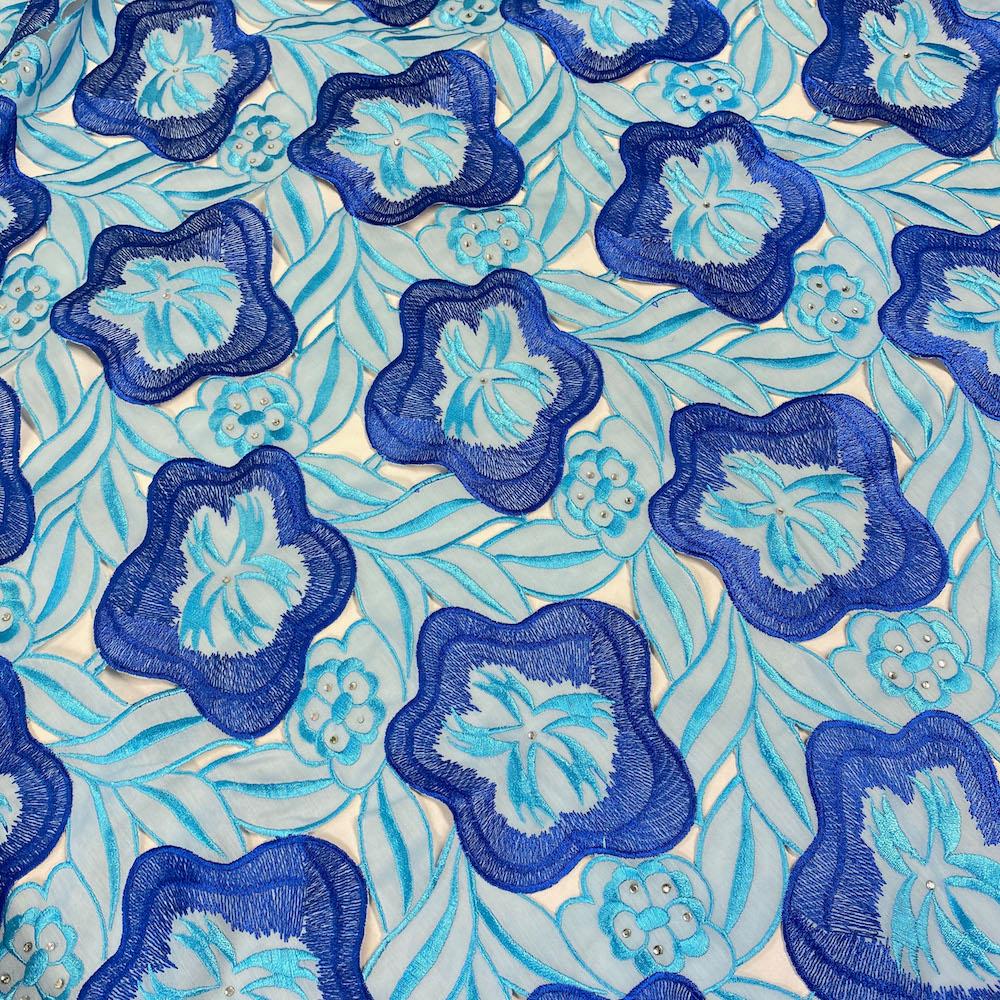 Blue Hawaii Floral Embroidery Lace - Image 2