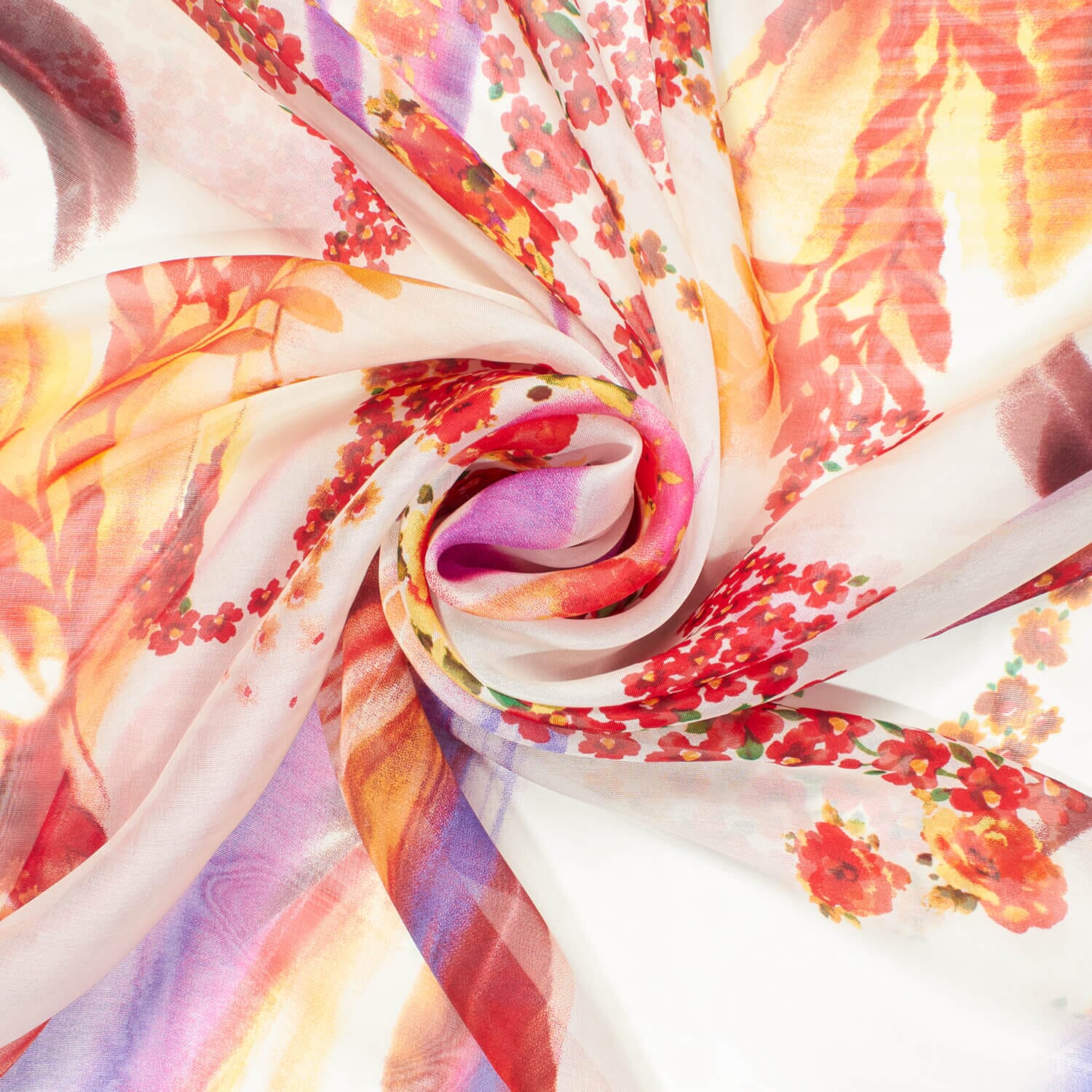 Boomerang Abstract Floral Vine Printed Silk Chiffon - Image 2