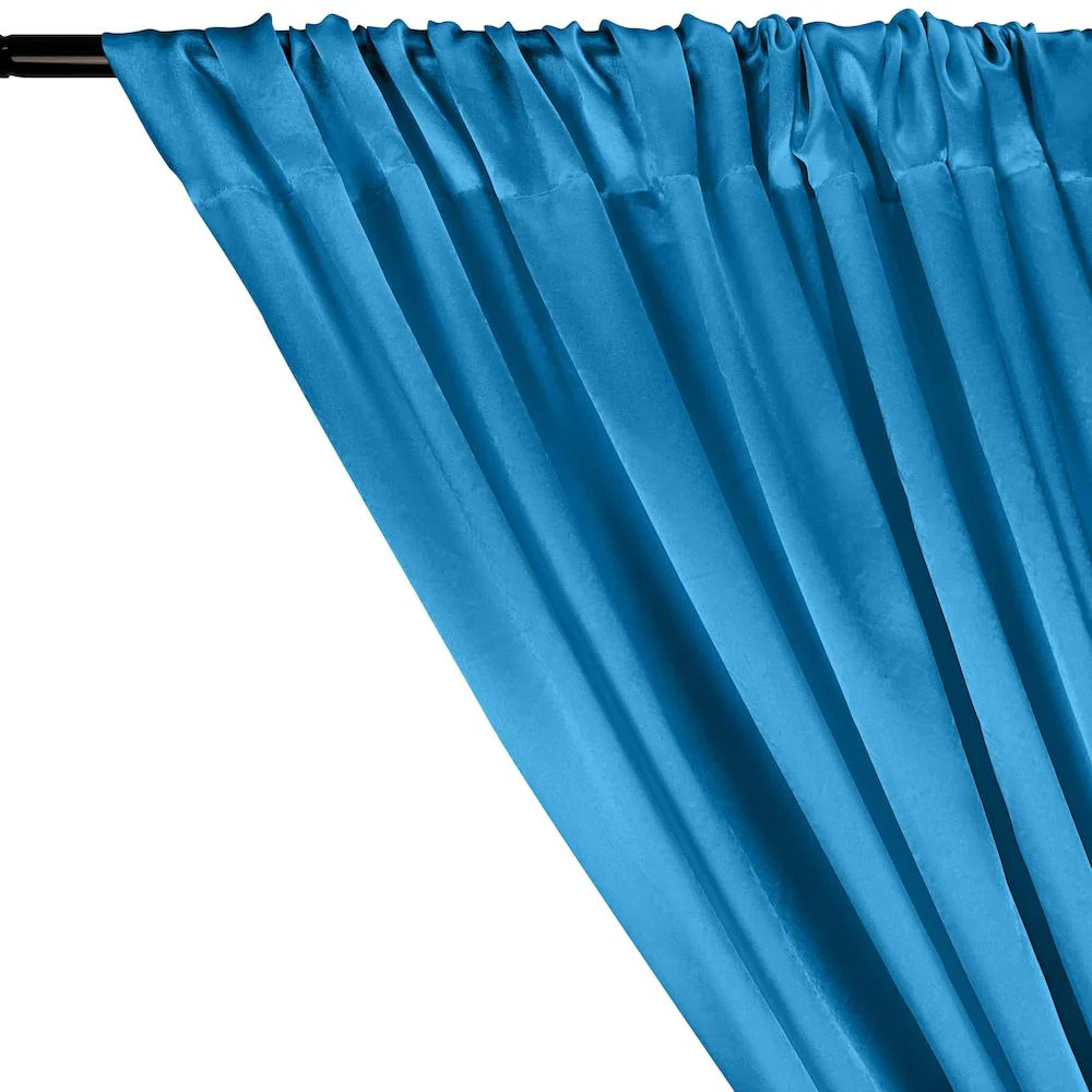 Charmeuse Satin Rod Pocket Curtains - Turquoise - Image 2