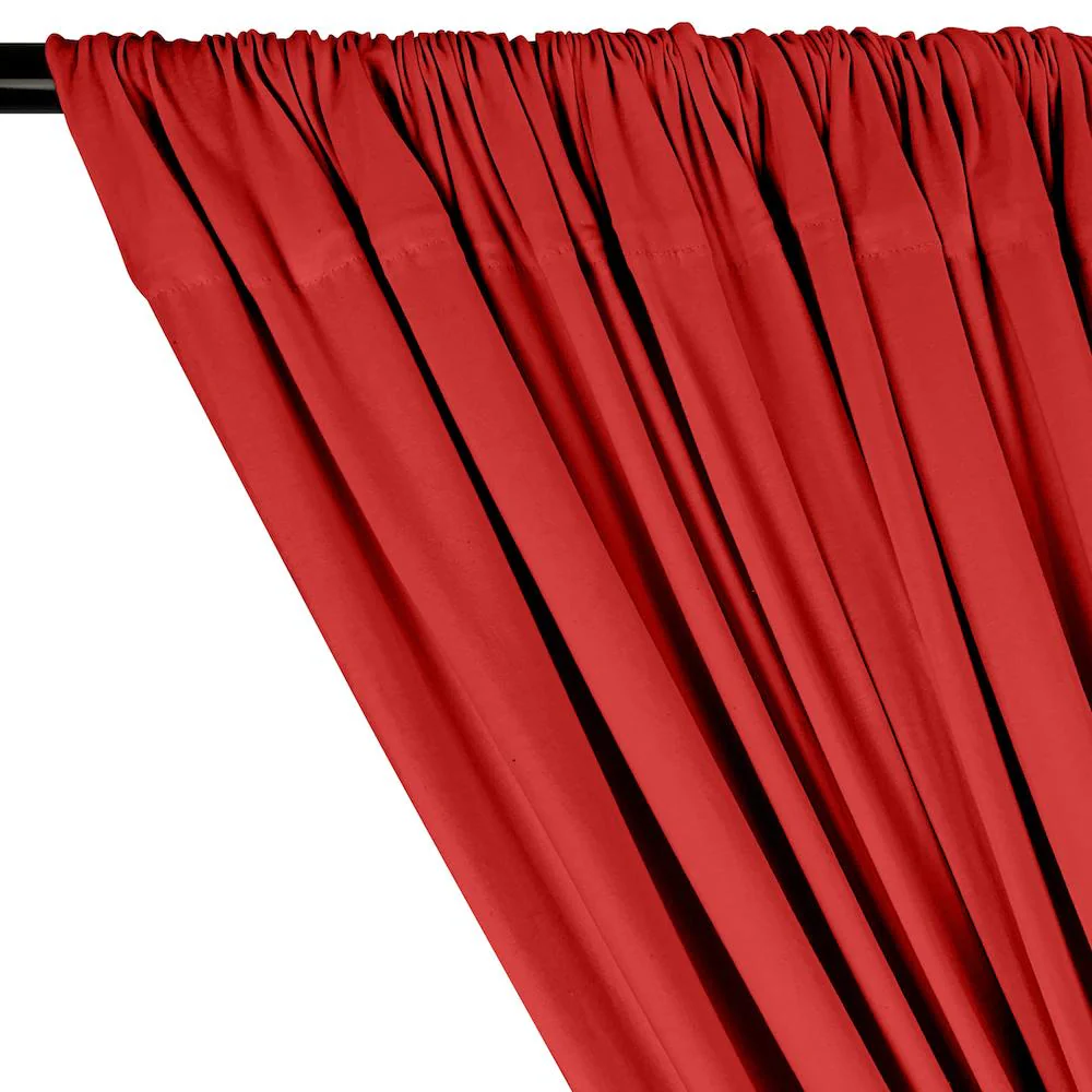 Cotton Jersey Rod Pocket Curtains - Red - Image 2