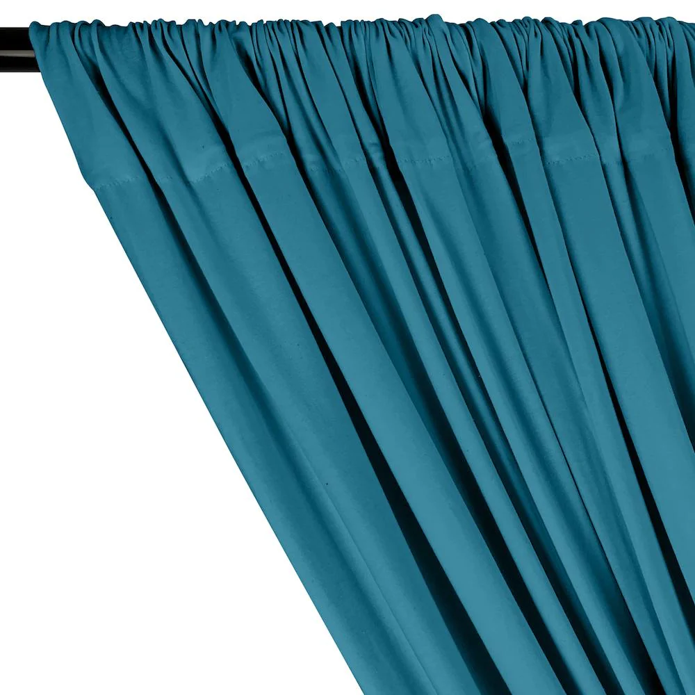 Cotton Jersey Rod Pocket Curtains - Teal - Image 2
