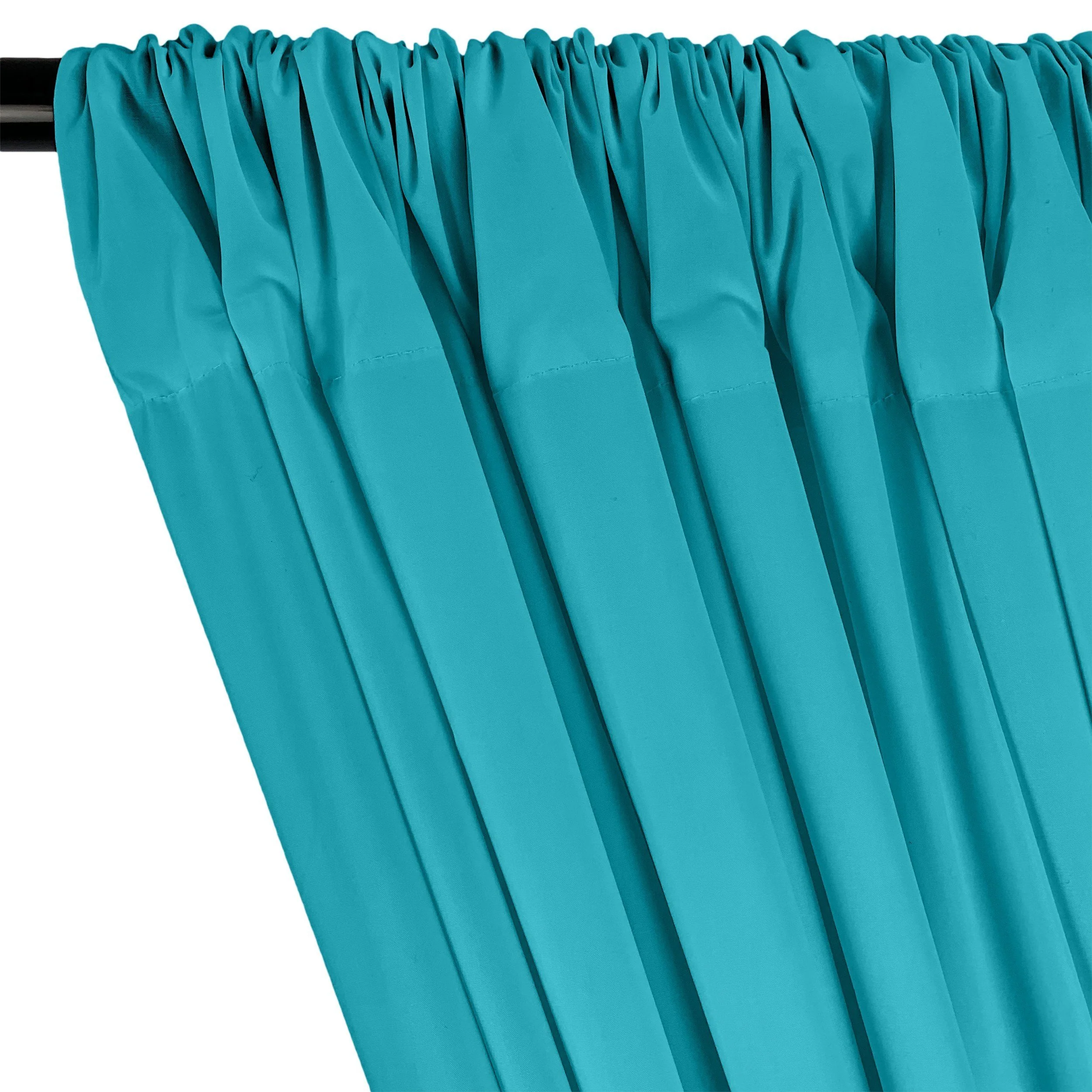 Cotton Polyester Broadcloth Rod Pocket Curtains - Turquoise - Image 2