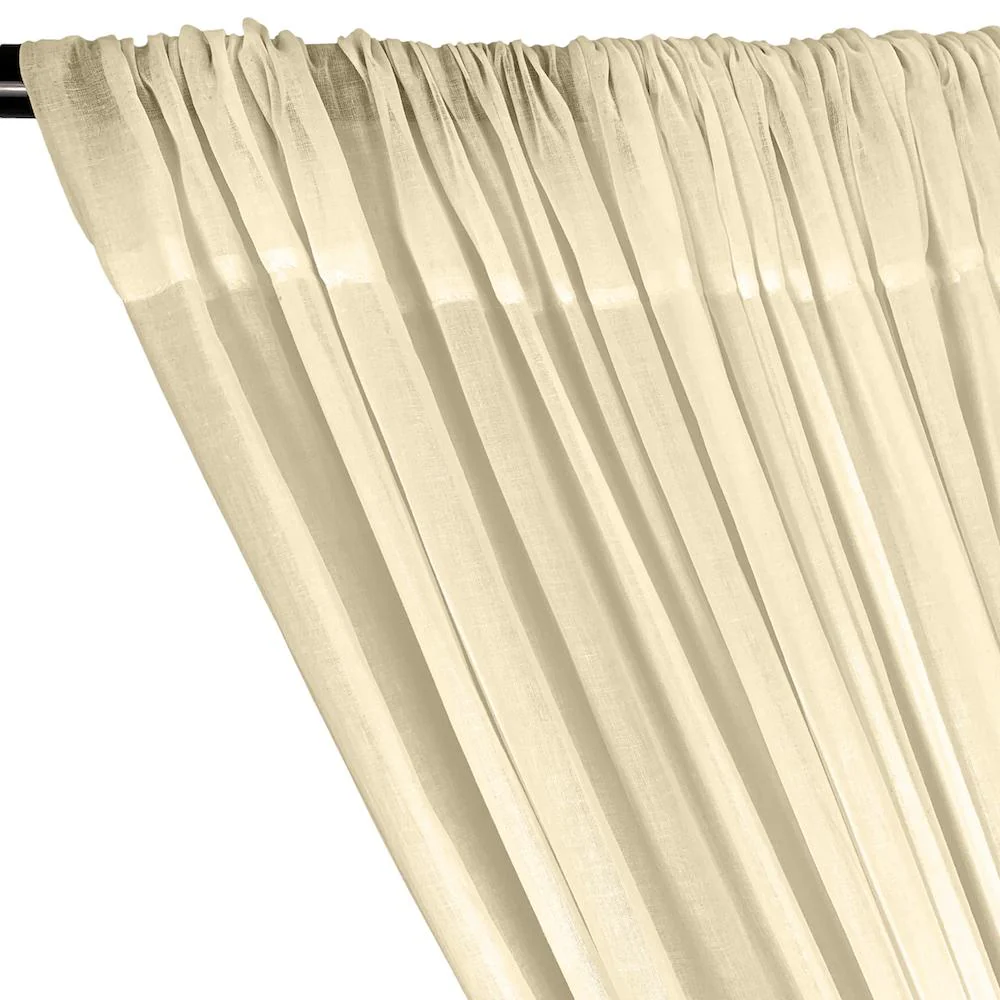 Cotton Voile Rod Pocket Curtains - Off White - Image 2