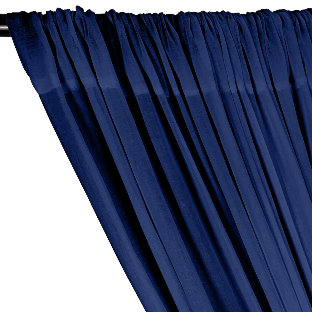Cotton Voile Rod Pocket Curtains - Royal Blue - Image 3