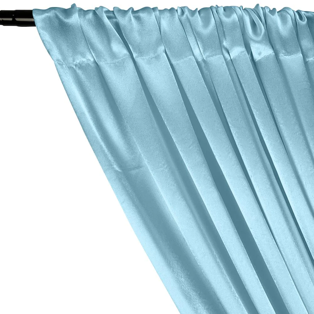 Crepe Back Satin Rod Pocket Curtains - Sky Blue - Image 2