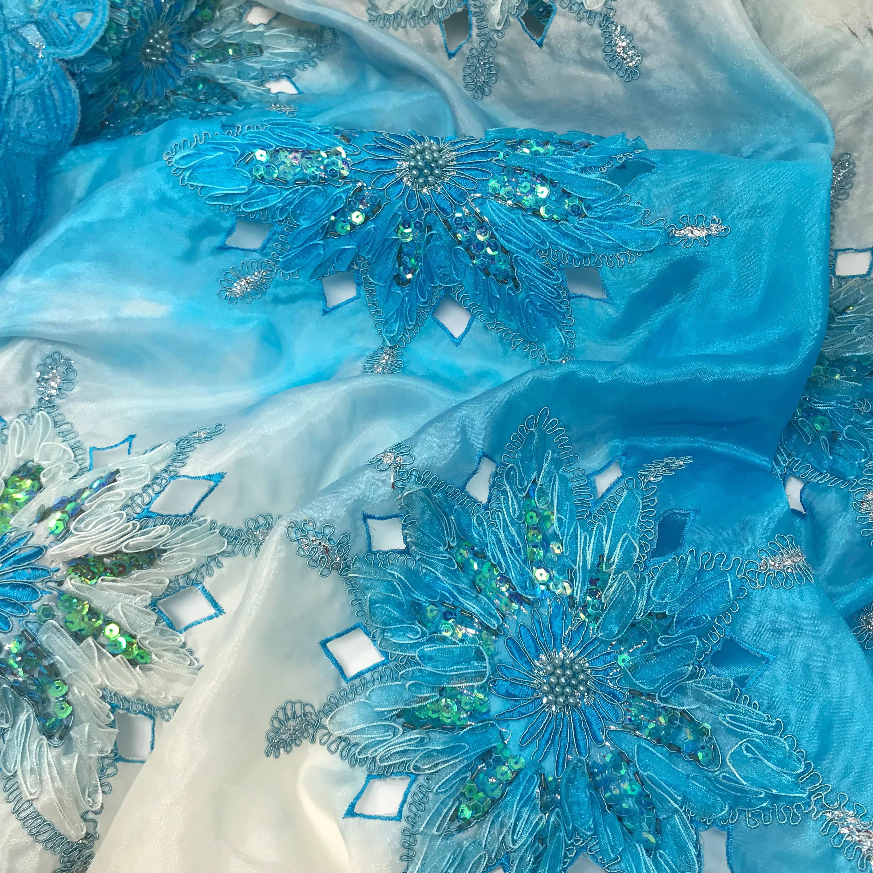 Double Layered Embroidery Pearl with Sequins on Organza - Image 3