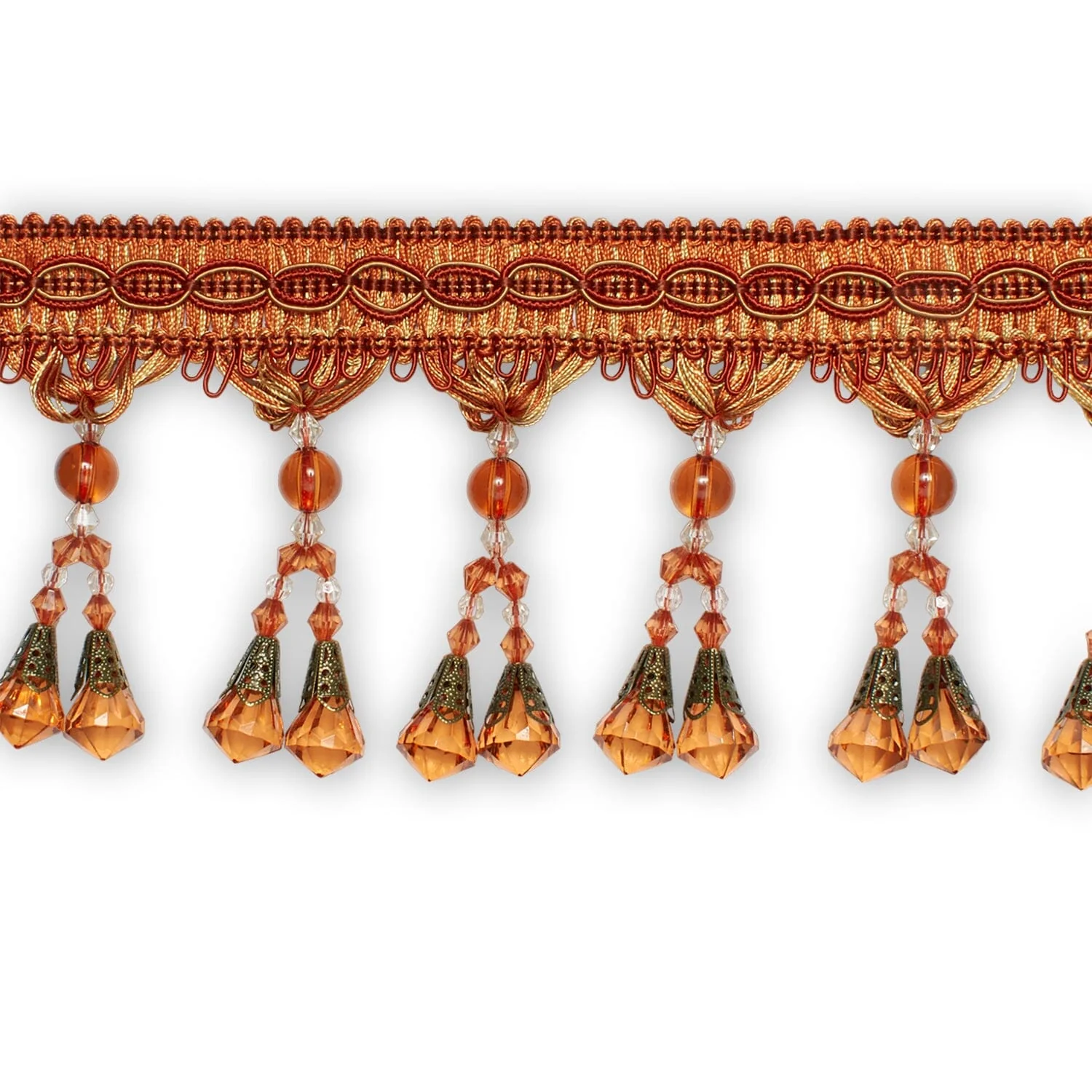 Dual Beaded Rhinestone Tassel Fringe Trim - Image 5