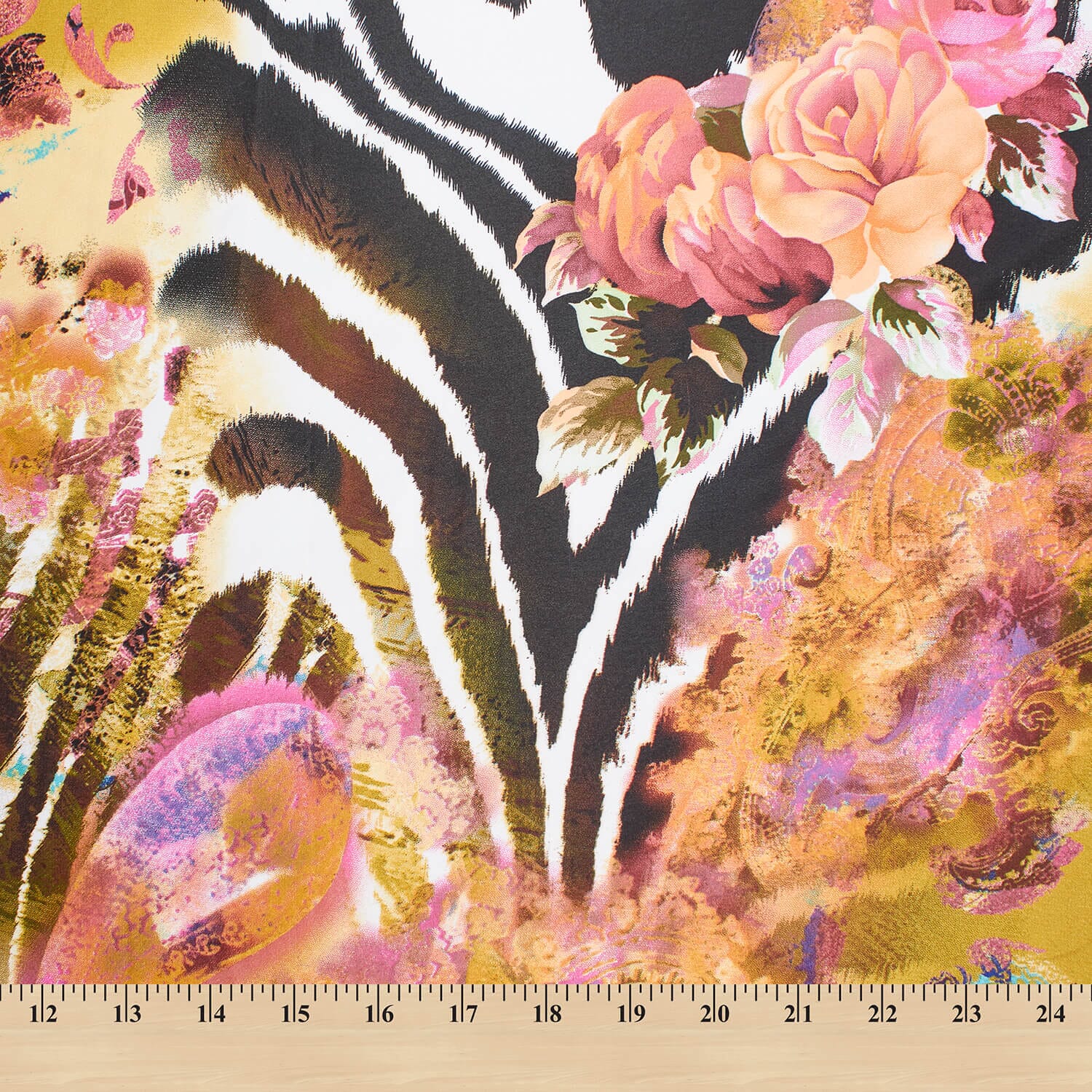 Exotic Abstract Animal Print & Floral Printed Silk Charmeuse - Image 3