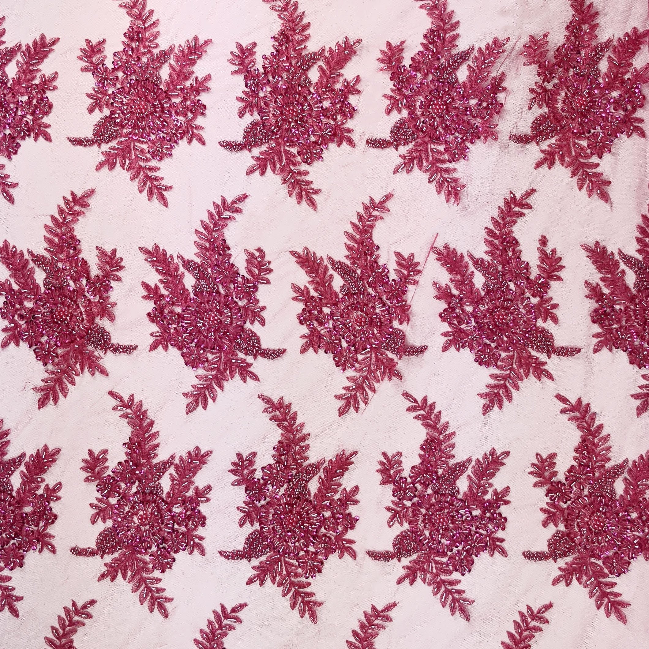Floral Bridal Lace Beaded Fabric - Image 42