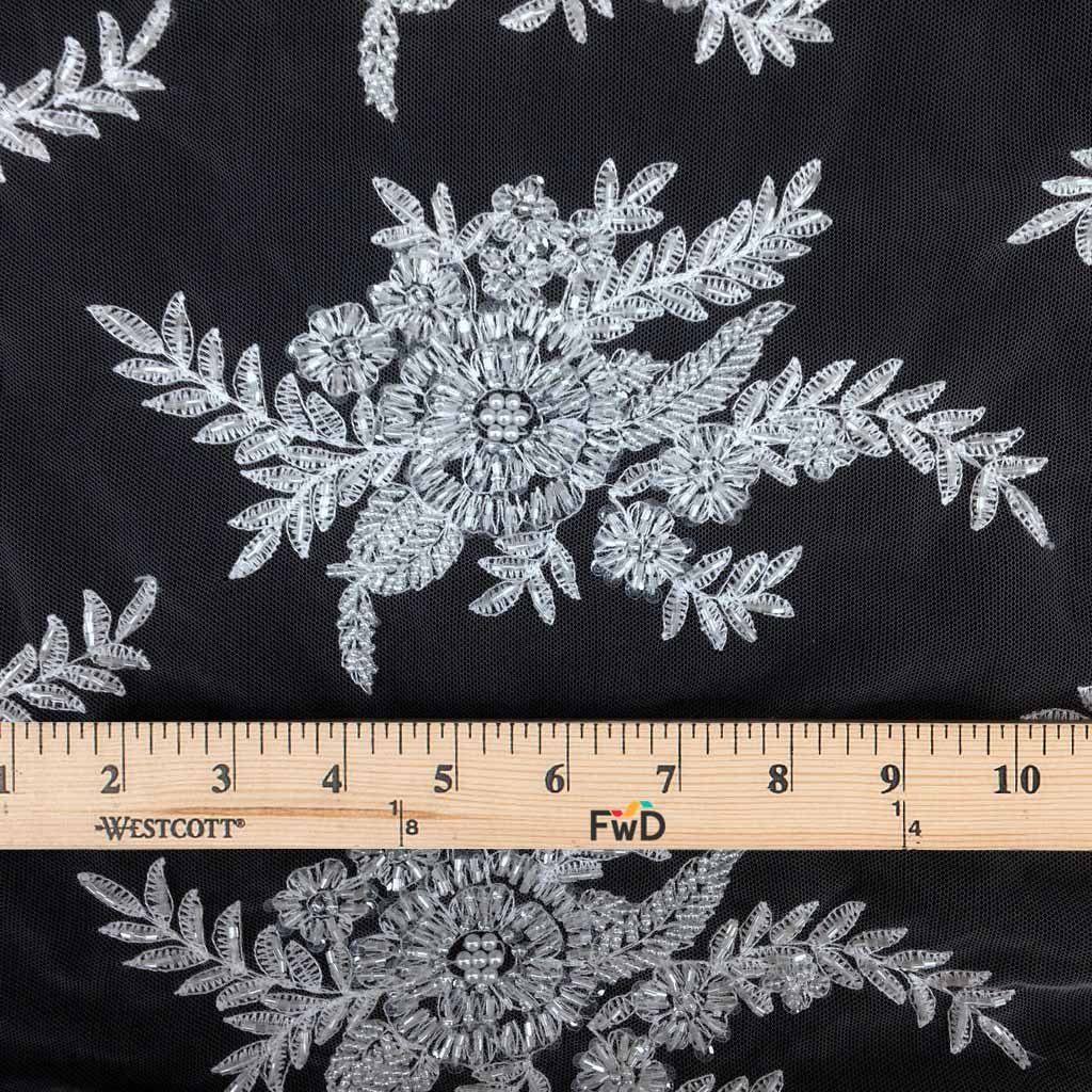 Floral Bridal Lace Beaded Fabric - Image 6