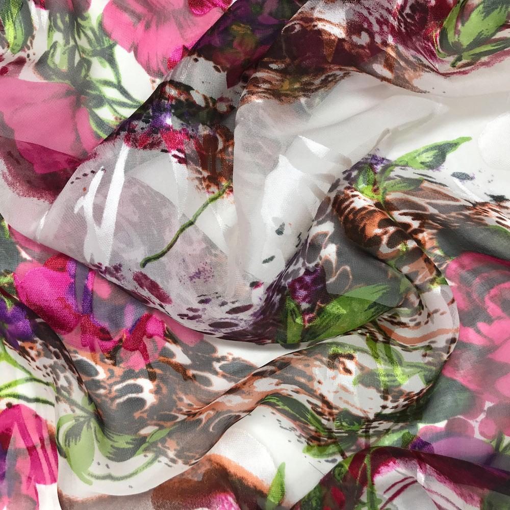 Floral Burnout Printed Silk Chiffon - Image 8
