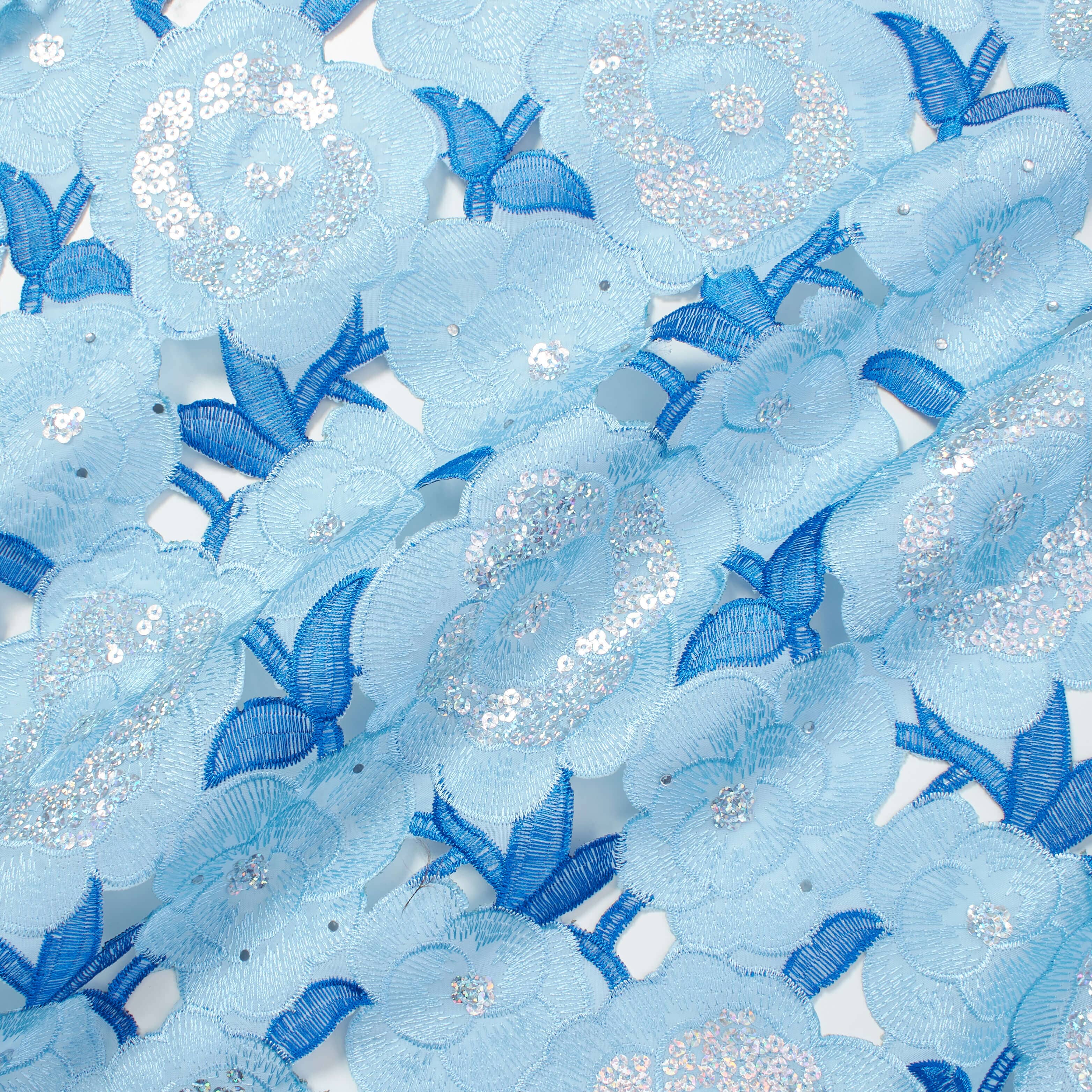 Floral Organza Embroidery Lace with Sequins - Image 8
