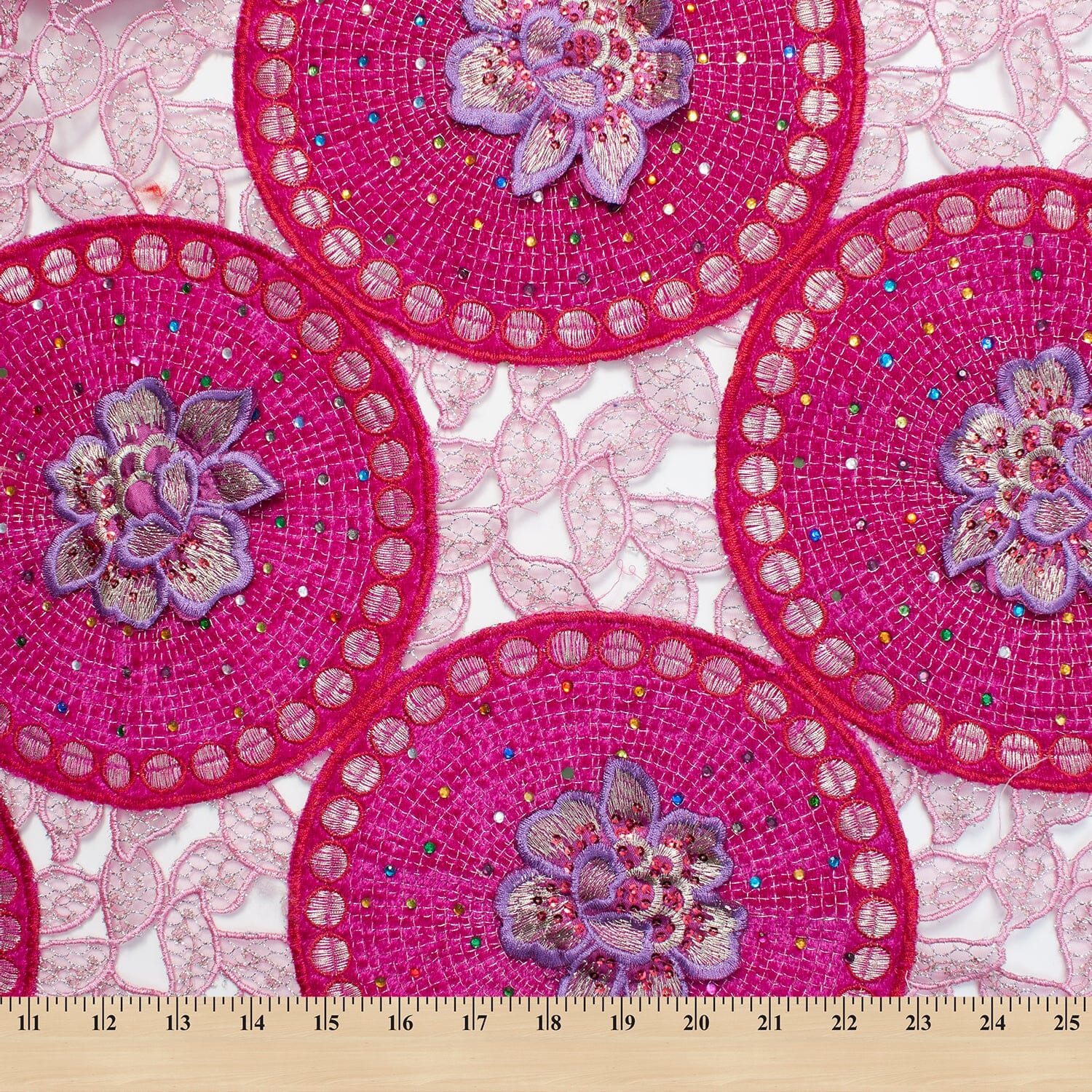 Floral Rhinestone Doily On Chemical Mesh - Image 3