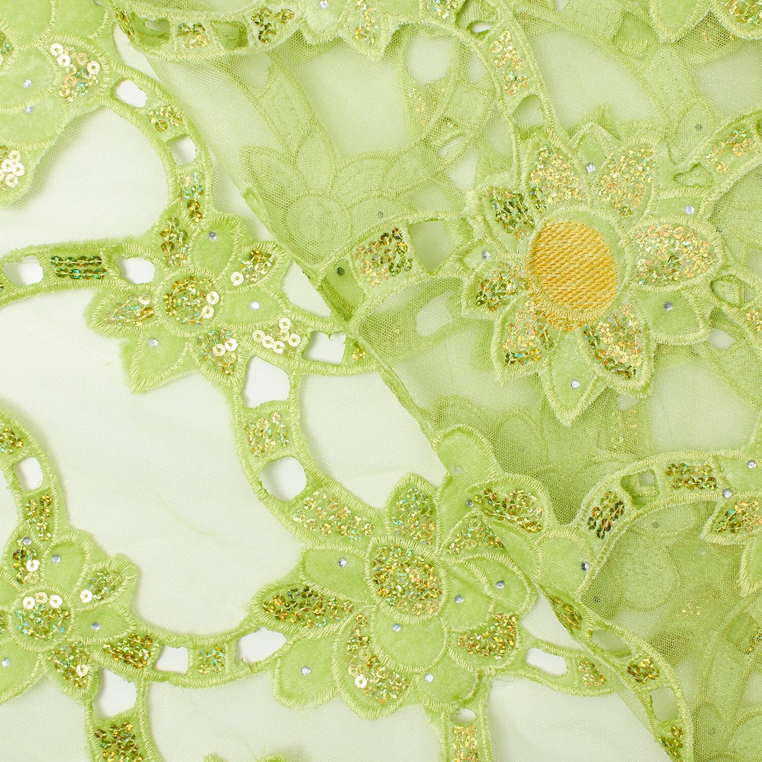 Floral Sequin Velvet On Mesh - Image 2