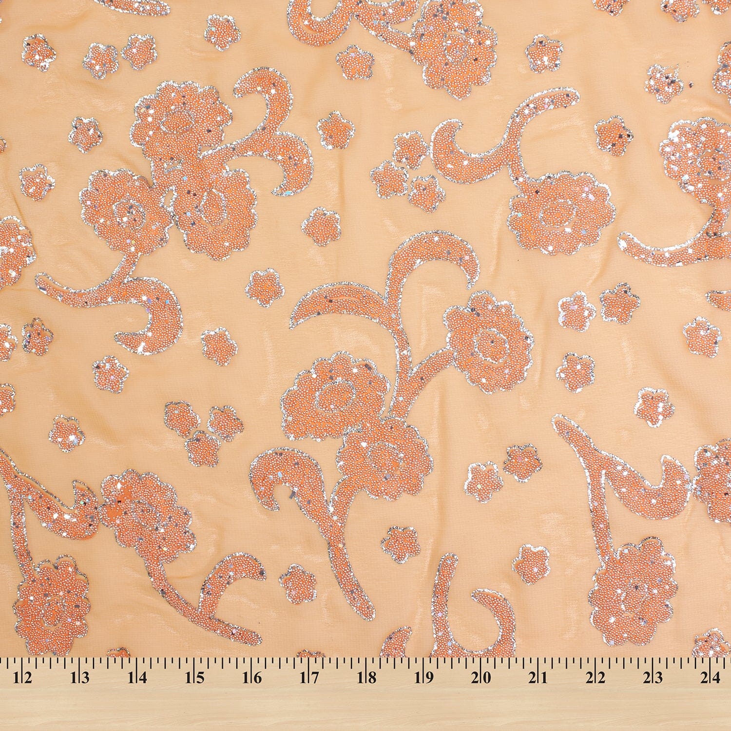 Floral Vine Resin Dots With Glitter On Chiffon - Image 4