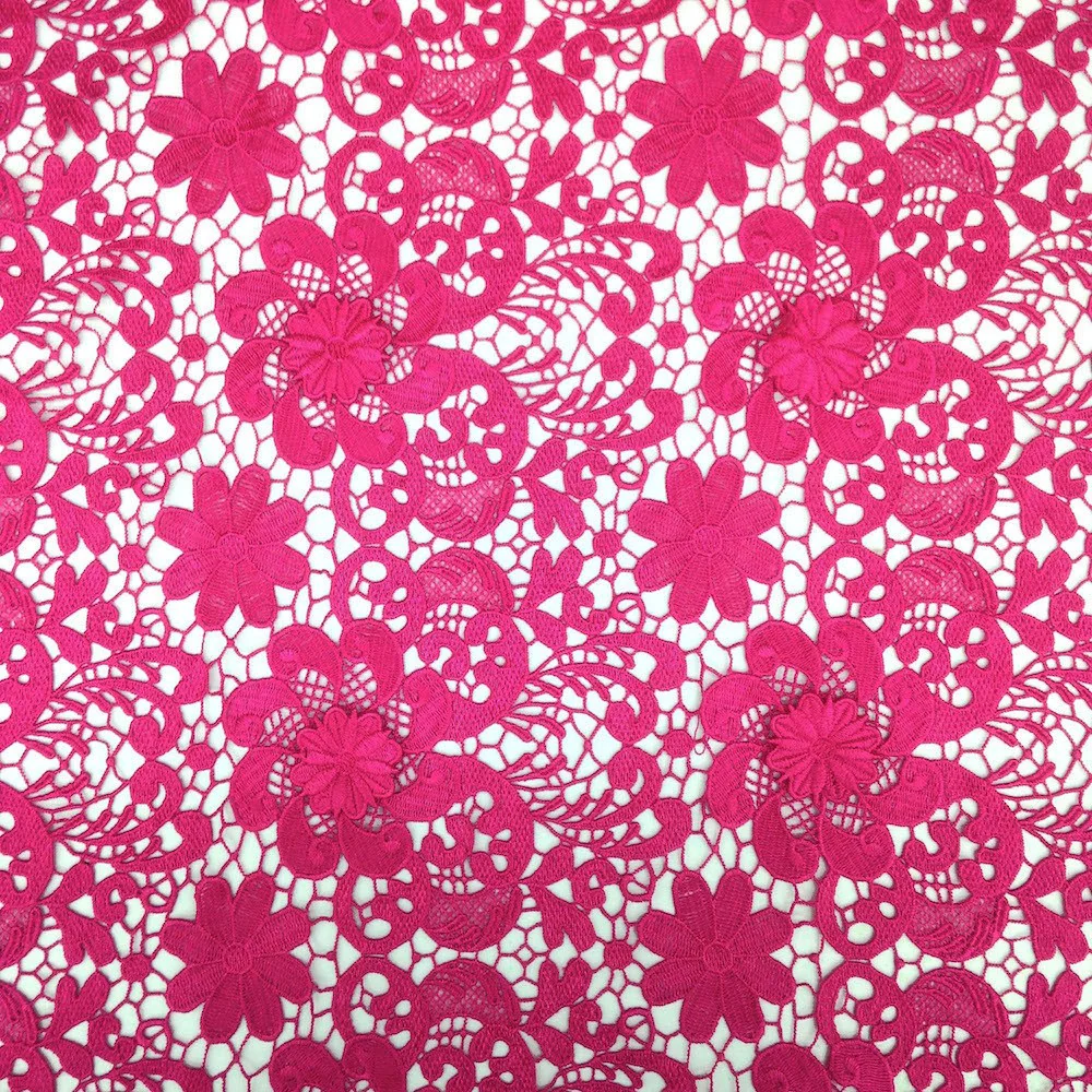 Fuchsia Lily Flower Guipure French Venice Lace - Image 3