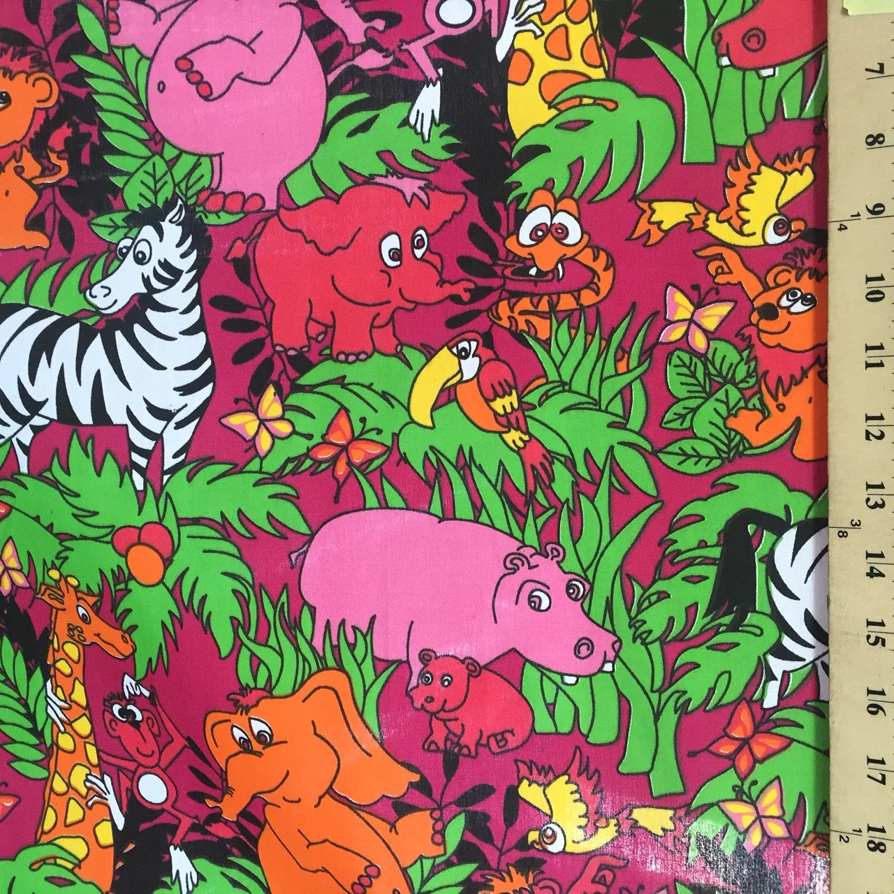Fuchsia Zoo Animals Printed Broadcloth - Image 2