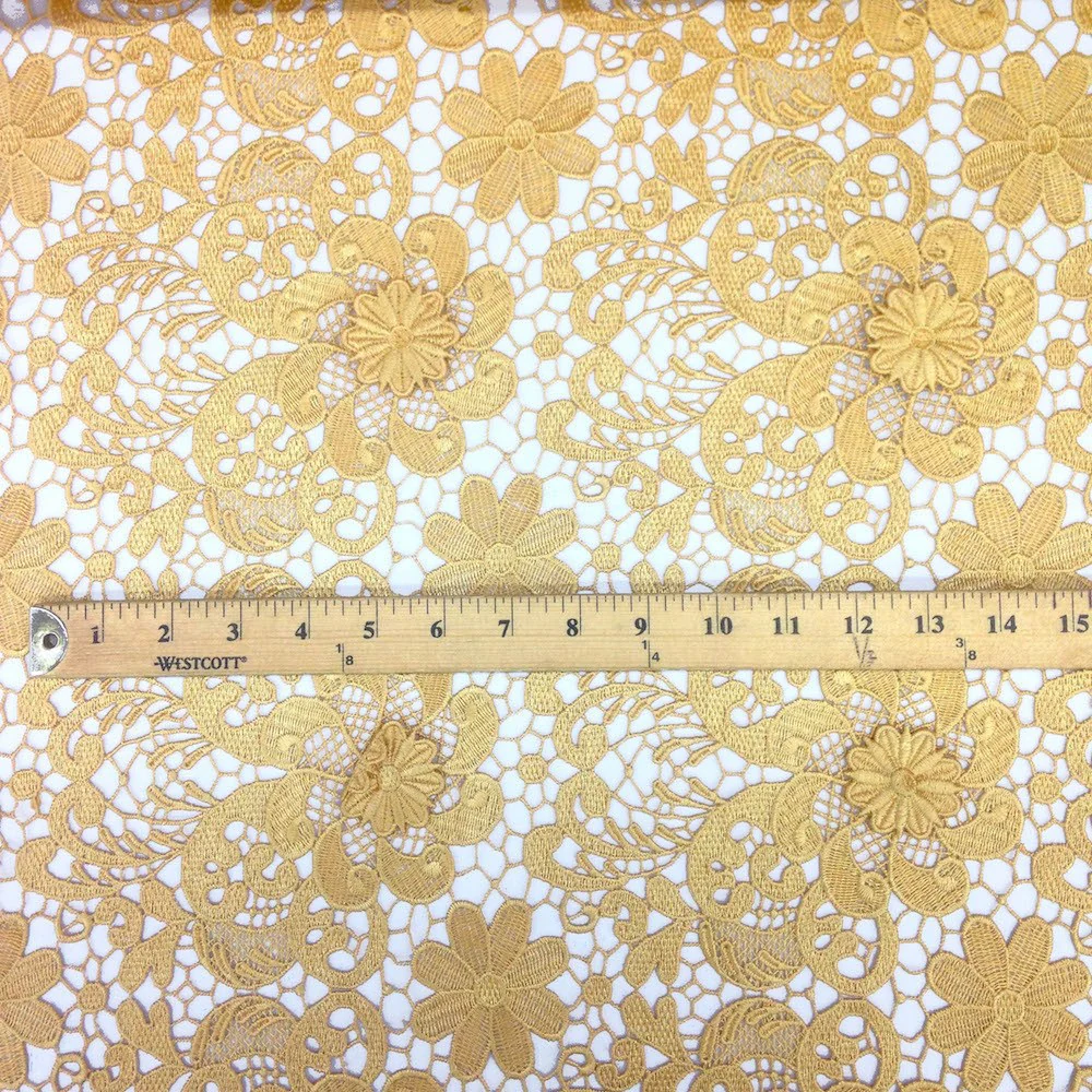 Gold Lily Flower Guipure French Venice Lace - Image 3