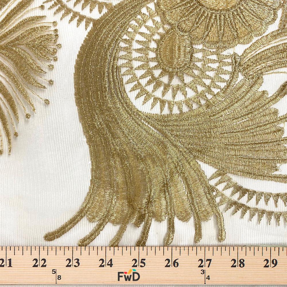Gold Sunflower Reed Embroidery on Mesh - Image 3