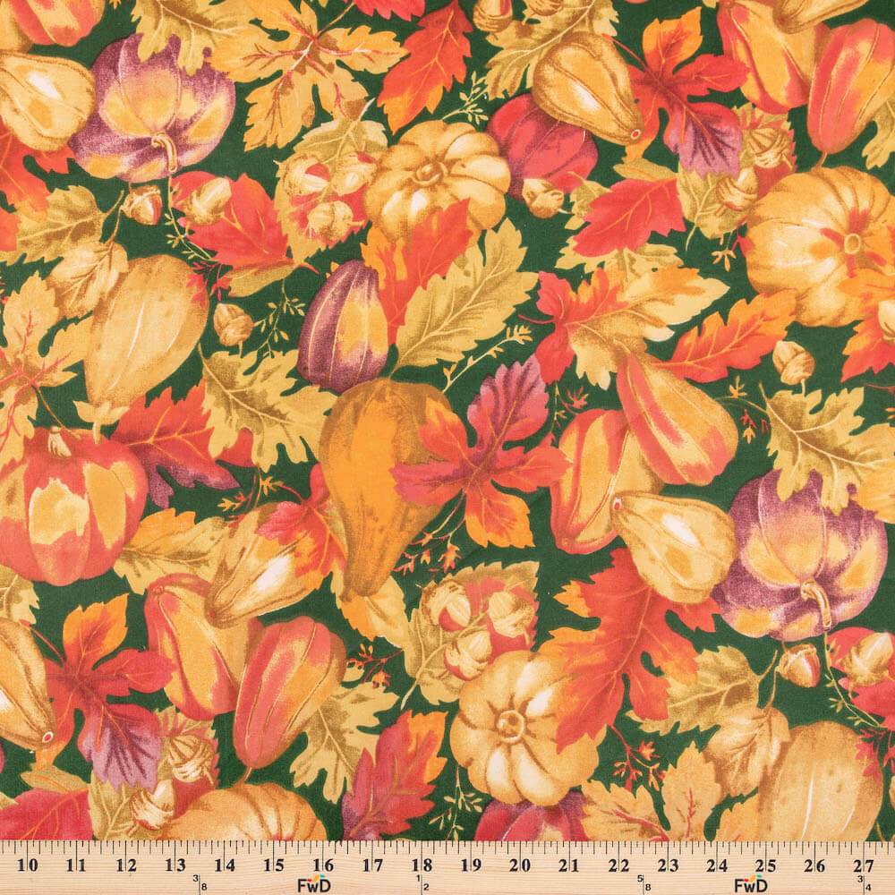 Harvest Time Green Printed Cotton - Image 3