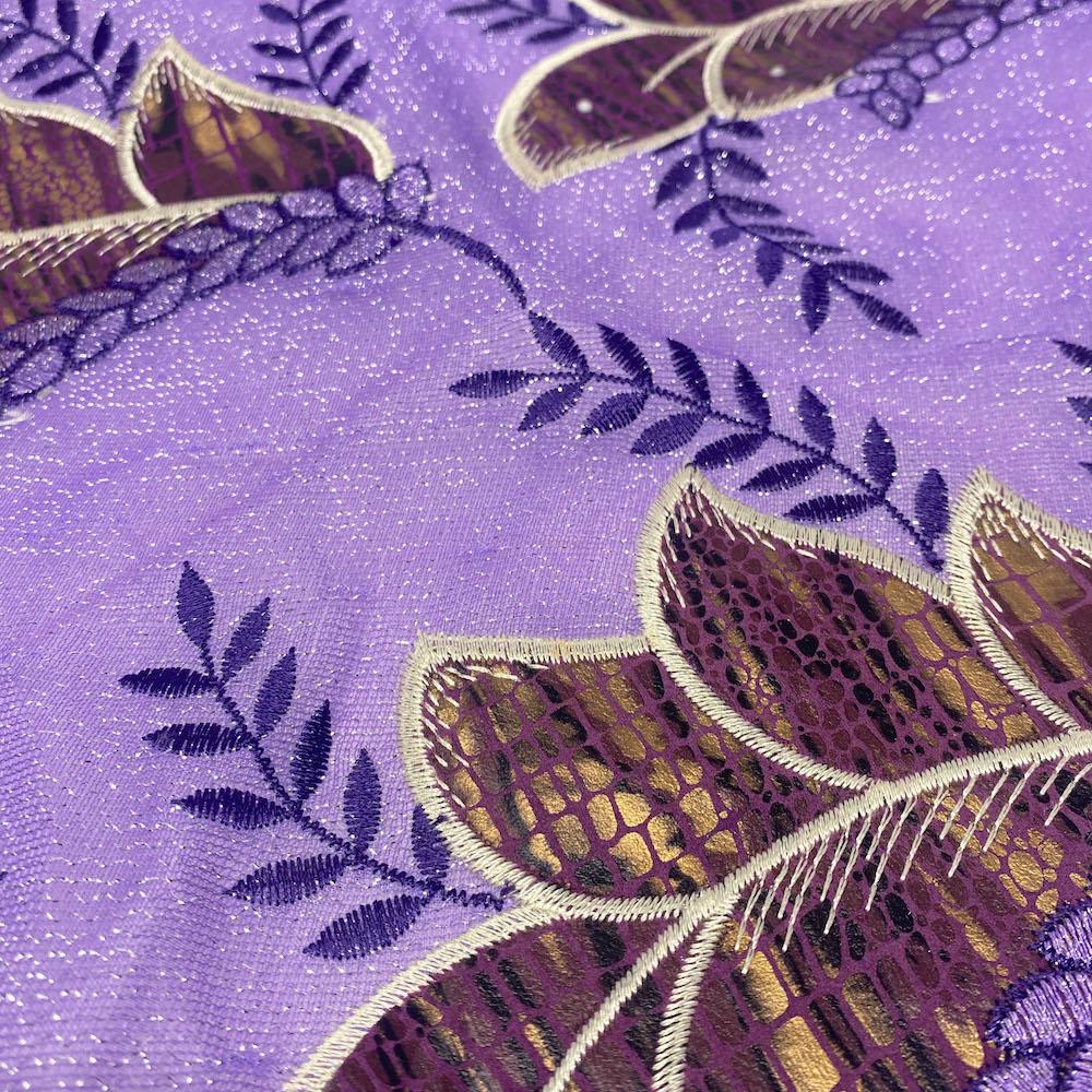 Leaf Snake Printed Embroidered on Sparkled Mesh - Image 11