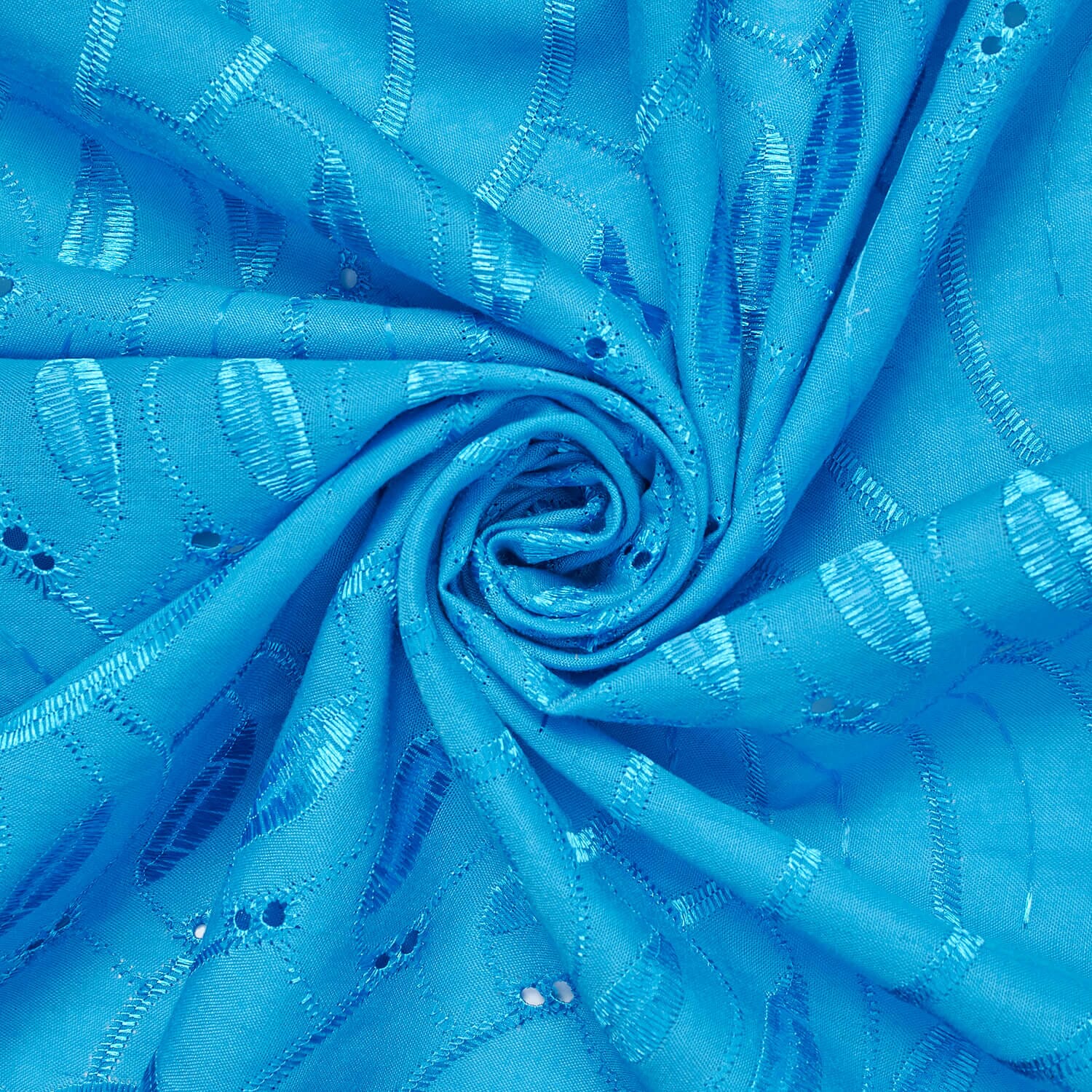 Leafy Embroidered Eyelet On Voile - Image 3