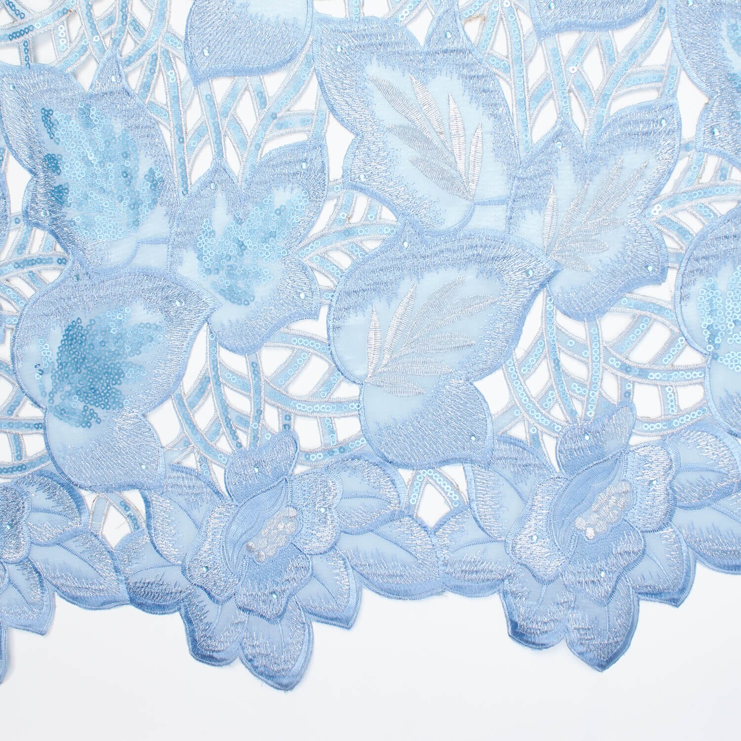 Leafy Sequin Metallic Embroidered Lace - Image 4