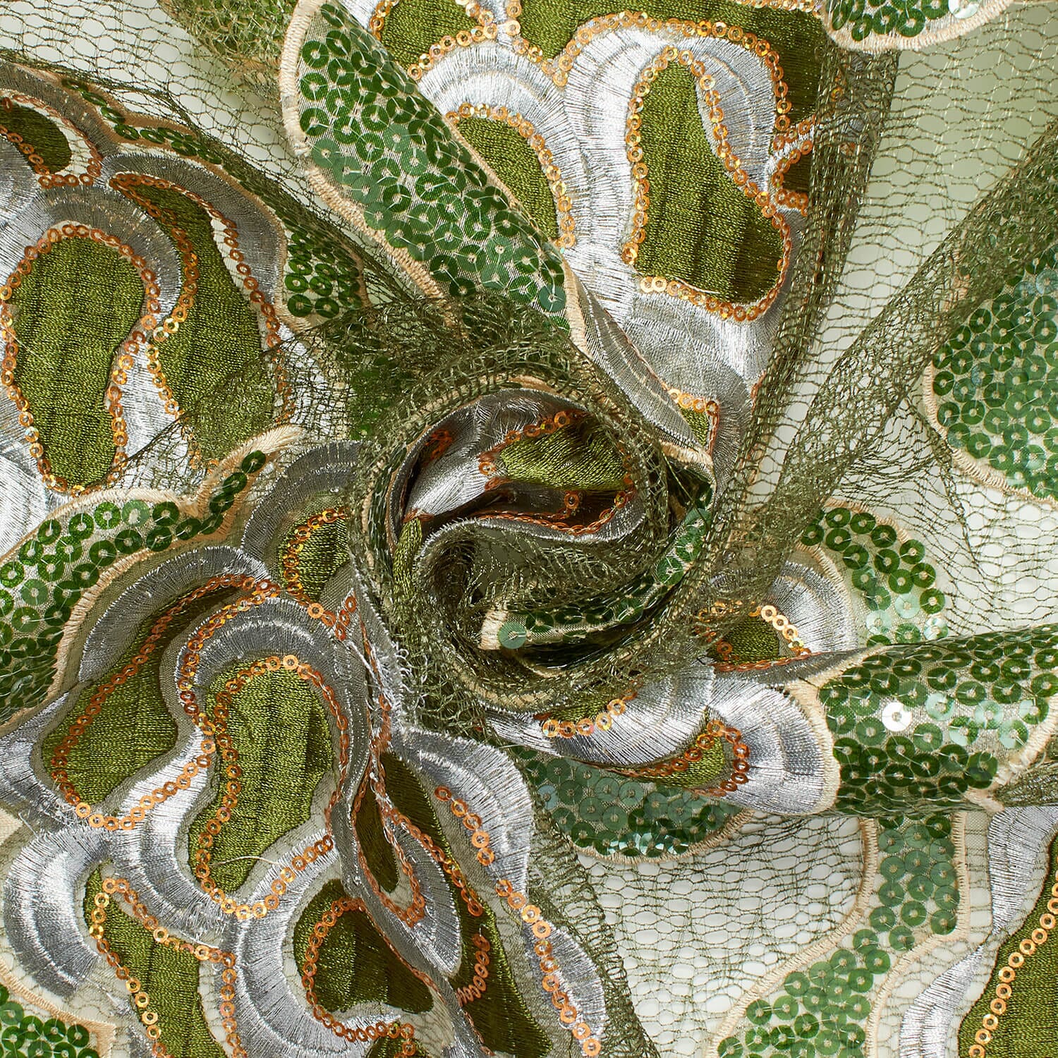 Marigold Floral Embroidery On Mesh - Image 6