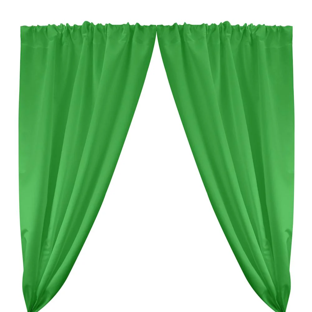 Matte Satin (Peau de Soie) Rod Pocket Curtains - Kelly Green