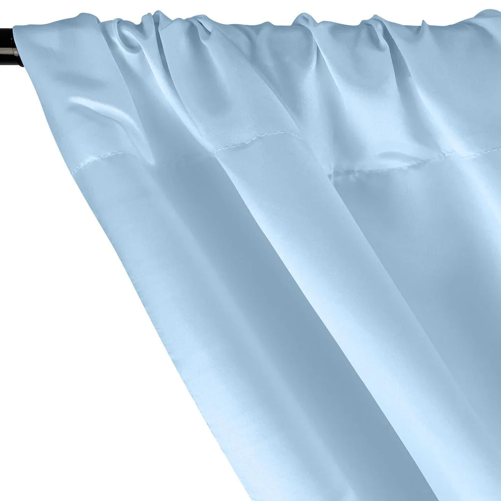 Matte Satin (Peau de Soie) Rod Pocket Curtains - Light Blue - Image 2