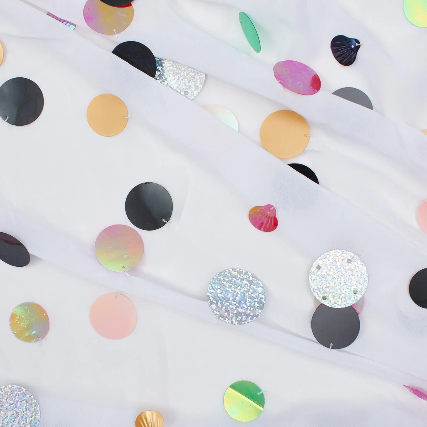 Multicolor Holographic Paillette Sequin on Mesh Fabric - Image 2