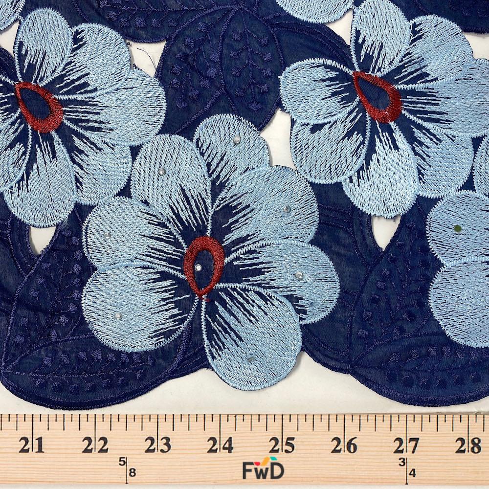 Navy Petunia Floral Rhinestone Organza - Image 3