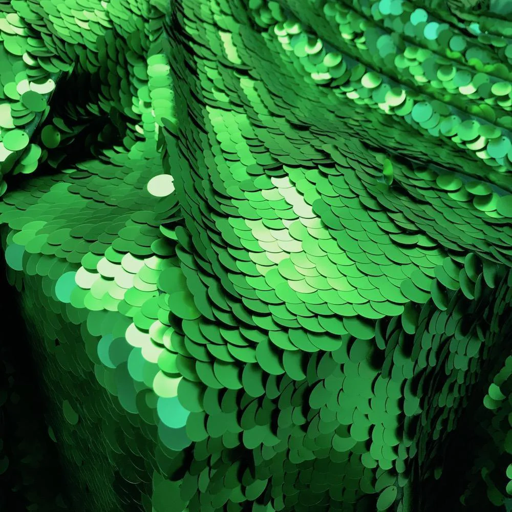 Paillette Circle Sequins Rod Pocket Curtains - Kelly Green - Image 4