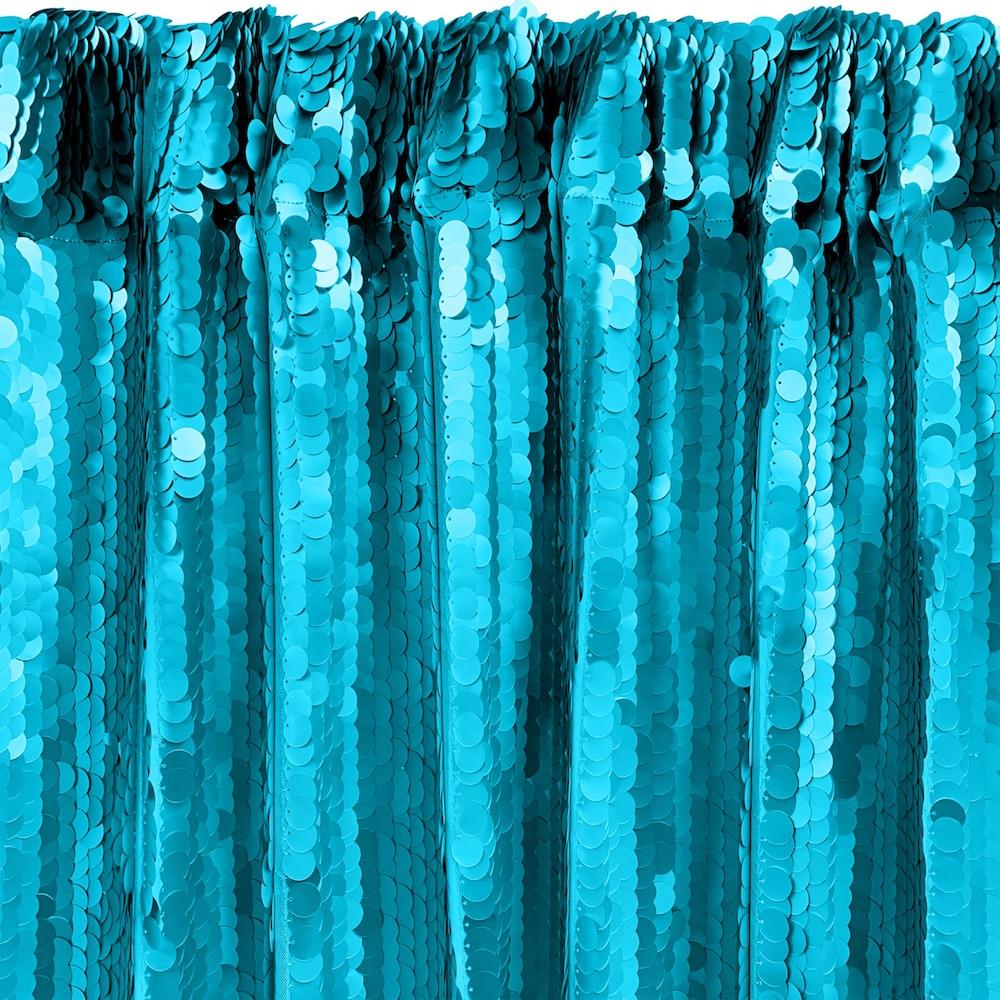 Paillette Circle Sequins Rod Pocket Curtains - Turquoise - Image 2