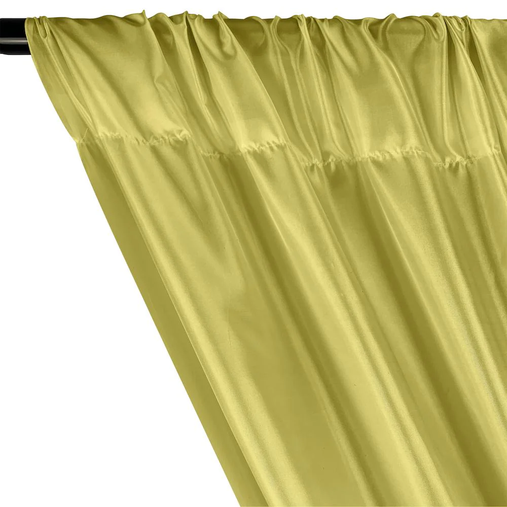 Poly China Silk Lining Rod Pocket Curtains - Light Lime Green - Image 2